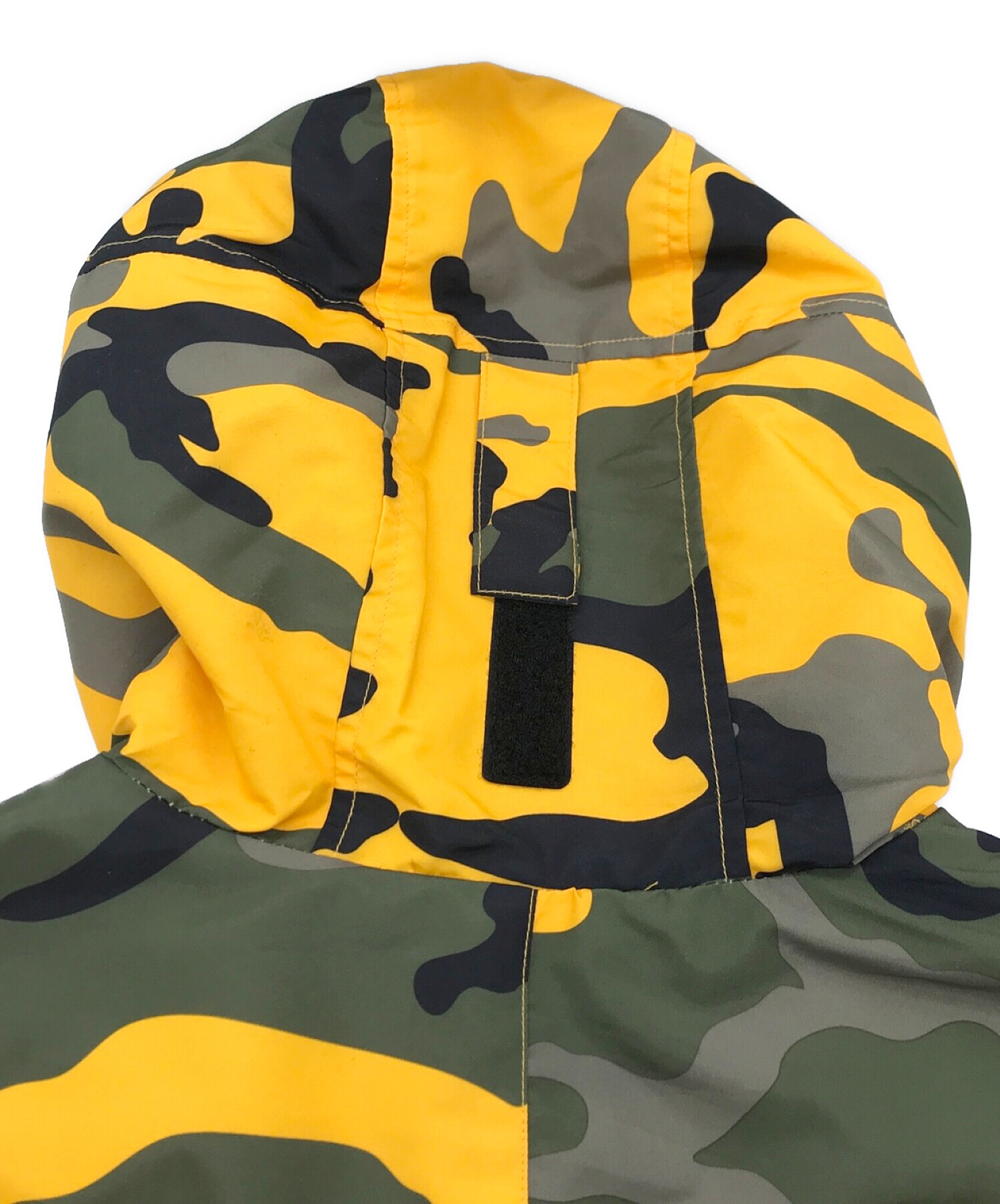 SUPREME (シュプリーム) 17AW logo hooded half zip pullover グレー×イエロー サイズ:M