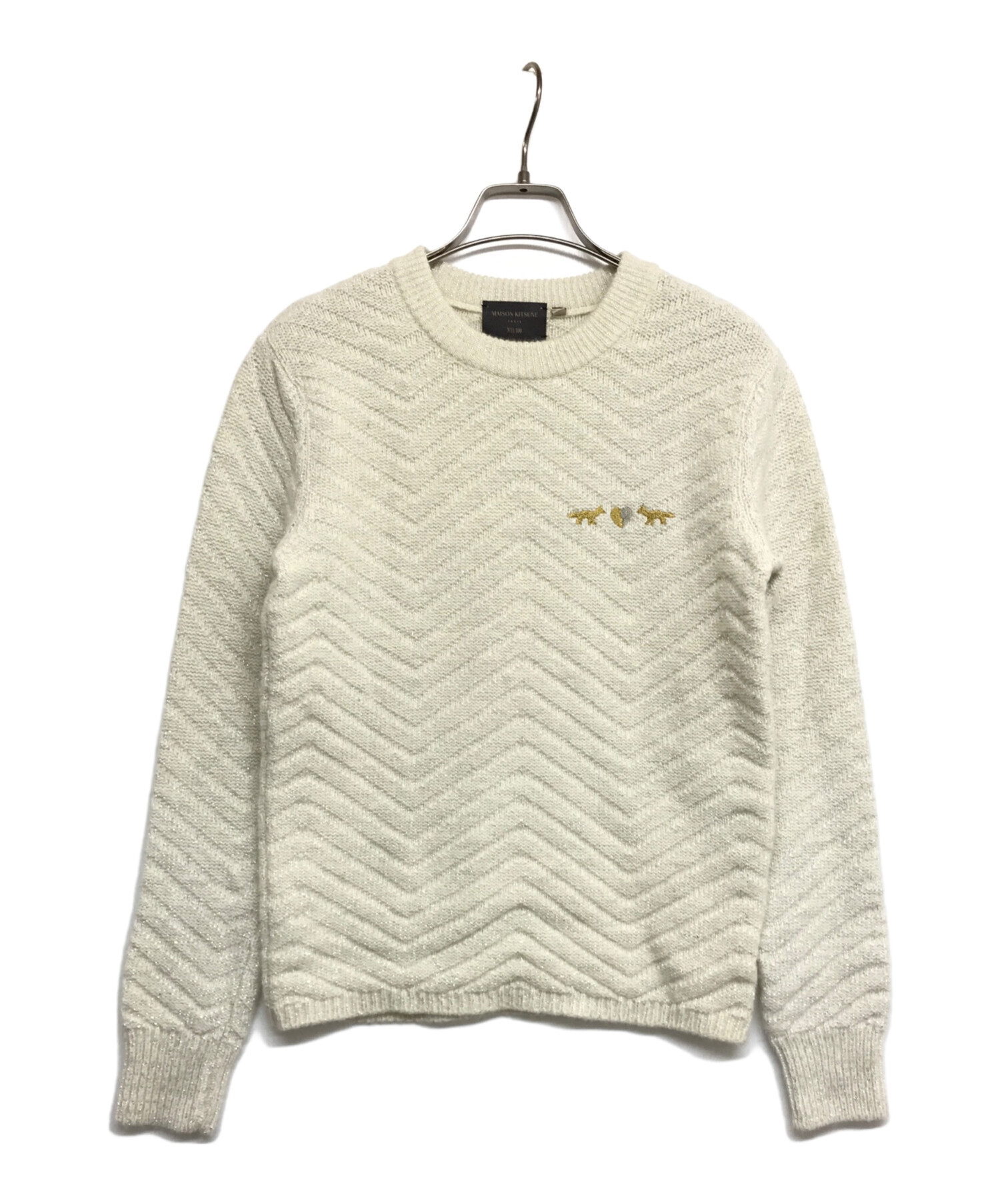 中古・古着通販】maison kitsune (メゾンキツネ) ラムウールニット FW15U603 ホワイト サイズ: XXS｜ブランド・古着通販  トレファク公式【TREFAC FASHION】スマホサイト