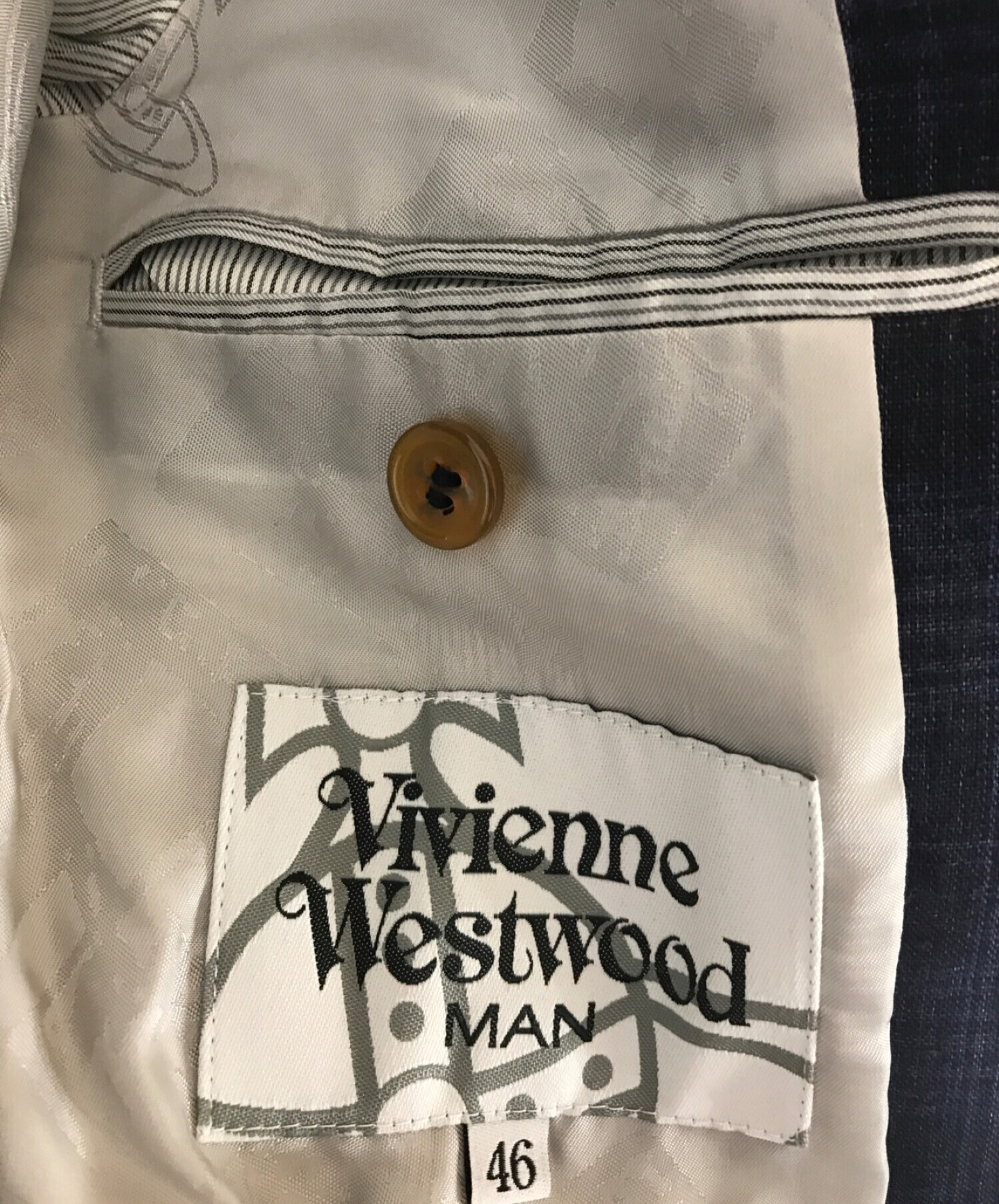 Vivienne Westwood man (ヴィヴィアン ウェストウッド マン) リネンデザインロングテーラードジャケット ネイビー サイズ:48