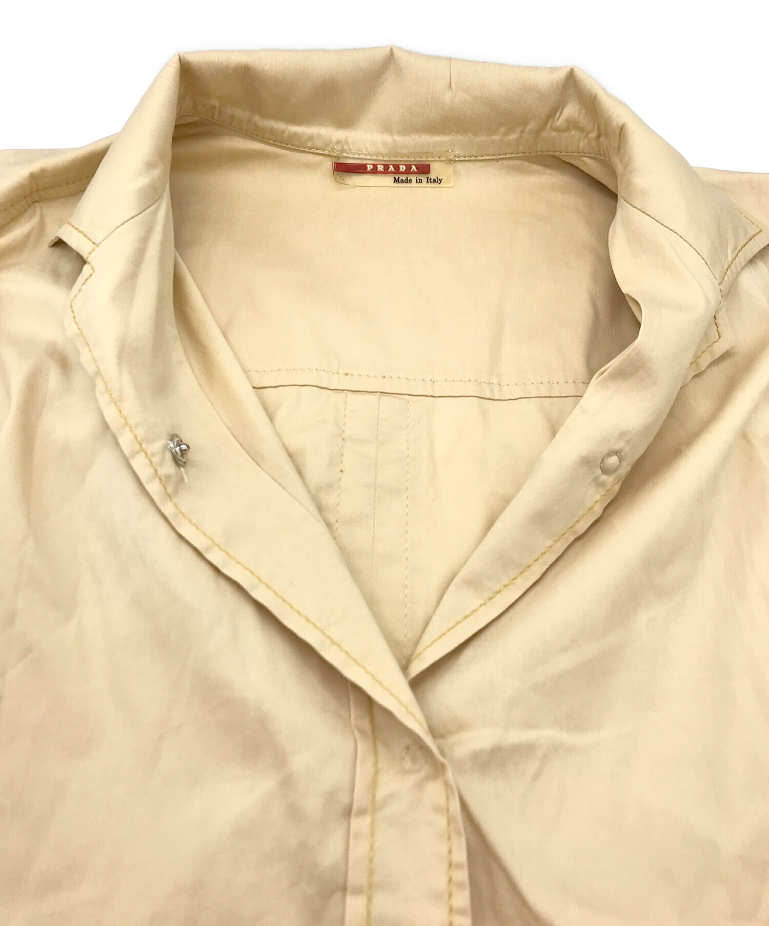 PRADA (プラダ) オールドステッチデザインシャツ ベージュ サイズ:L