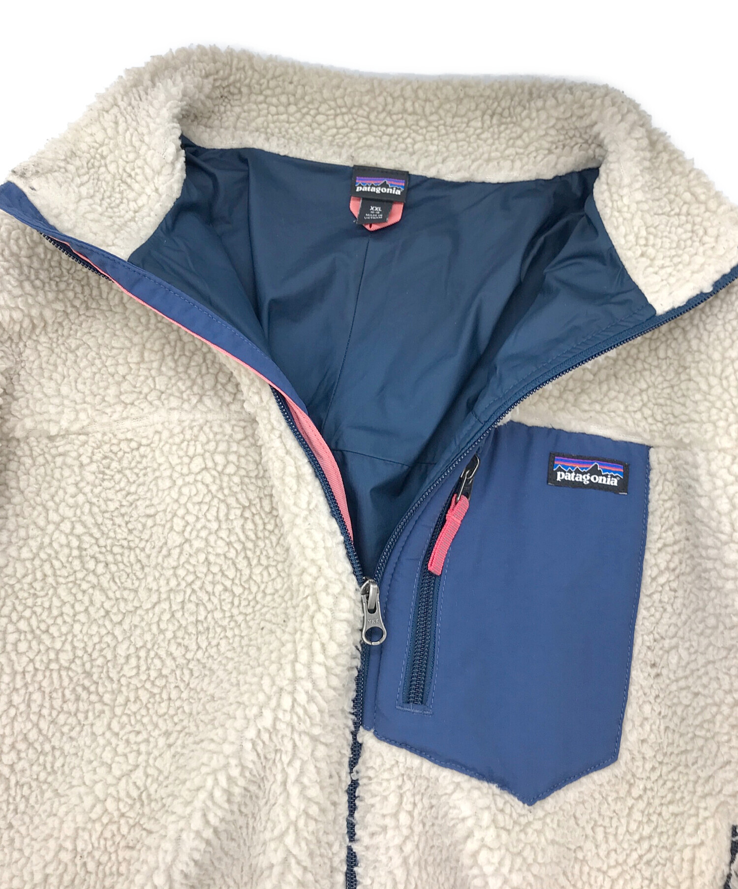 Patagonia (パタゴニア) レトロXフリースジャケット　65625FA19 アイボリー×ネイビー サイズ: L(KIDS XXL)