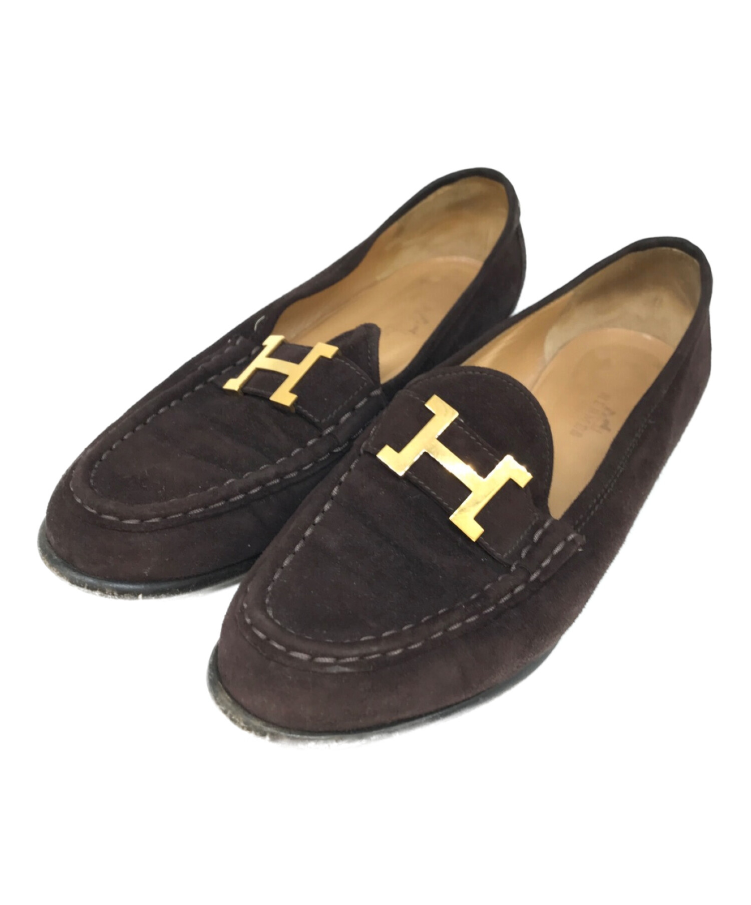 中古・古着通販】HERMES (エルメス) Hビットローファー ブラウン