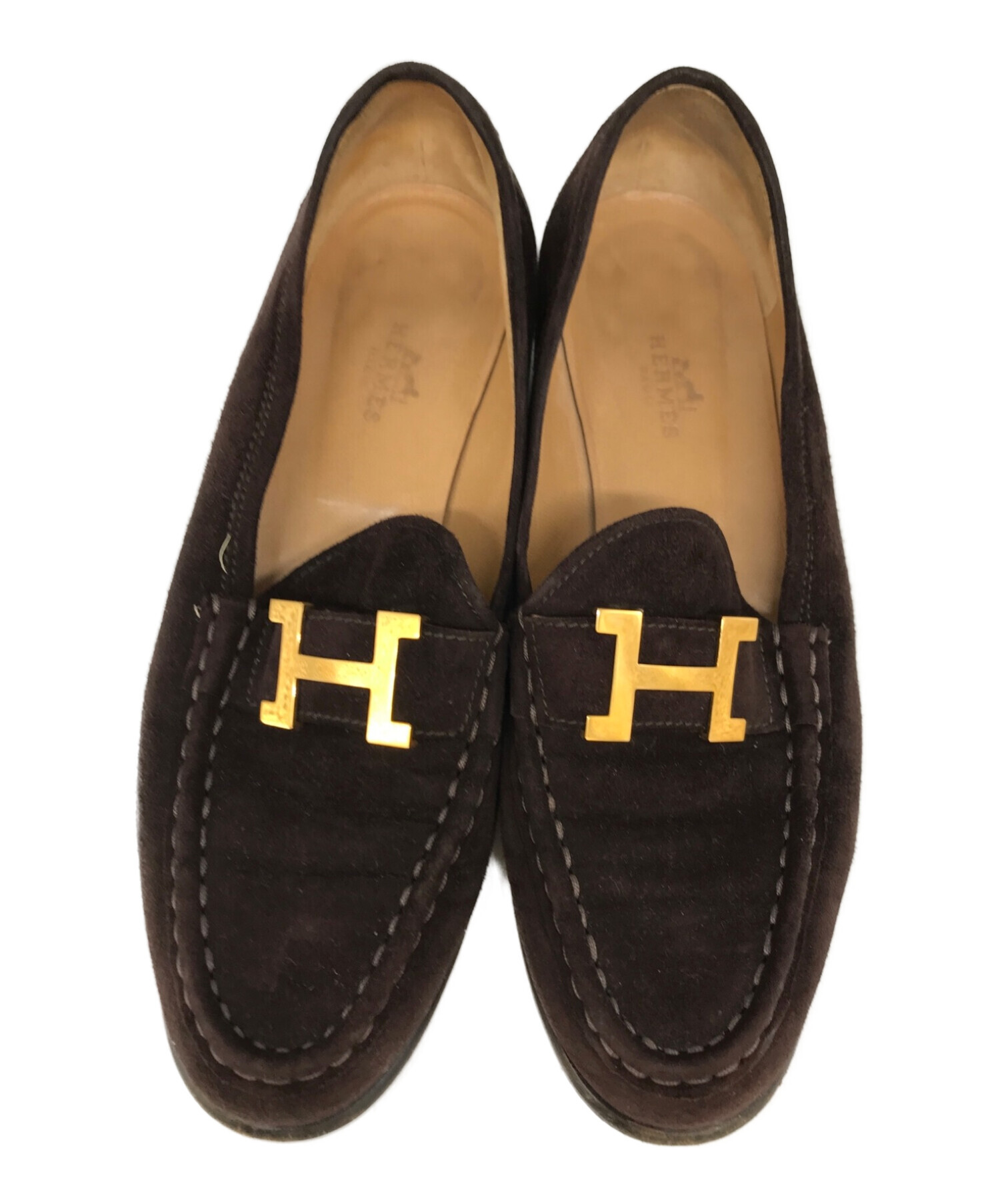 中古・古着通販】HERMES (エルメス) Hビットローファー ブラウン