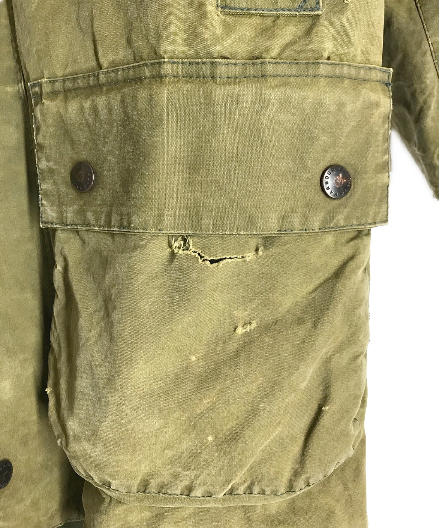 中古・古着通販】Barbour (バブアー) 80's英国製2クラウンオイルドコート カーキ  サイズ:97cm/38in(下記参照)｜ブランド・古着通販 トレファク公式【TREFAC FASHION】スマホサイト