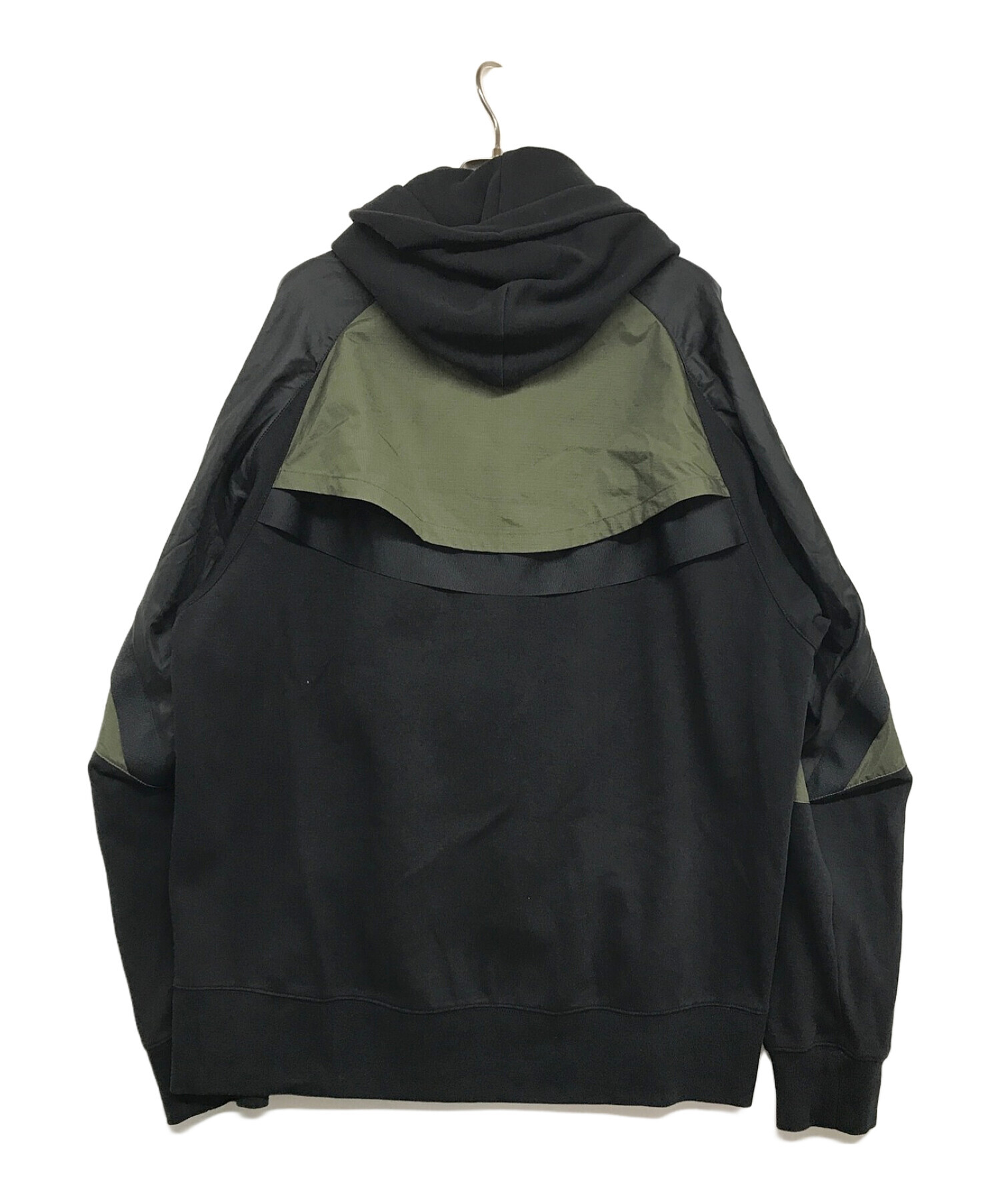 NIKE (ナイキ) sacai (サカイ) AS M NRG Full Zip Hoodie ブラック×カーキ サイズ:XXL