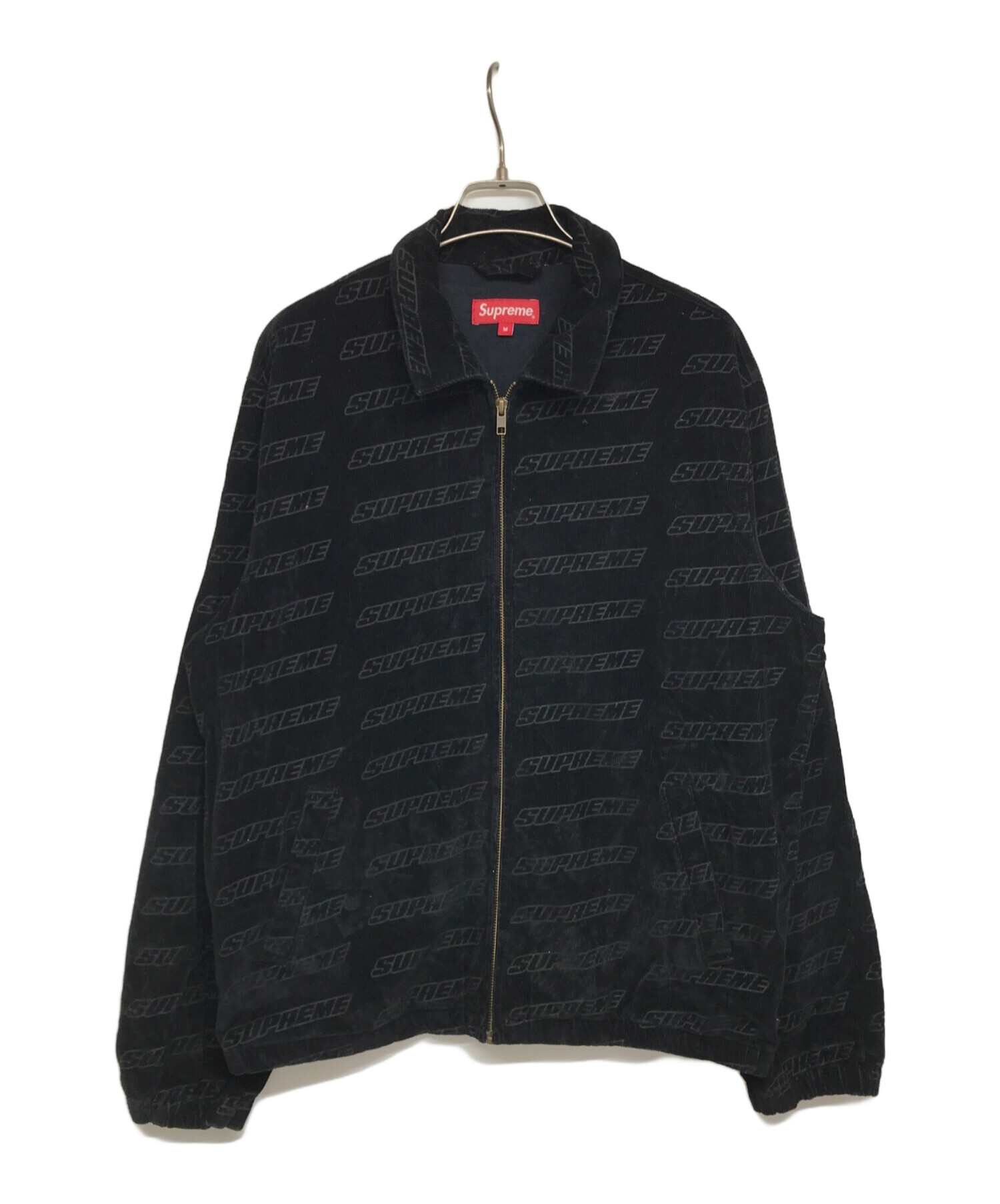 SUPREME (シュプリーム) 18SS Debossed Logo Corduroy Jacket コーデュロイジップアップジャケット ブラック  サイズ:M