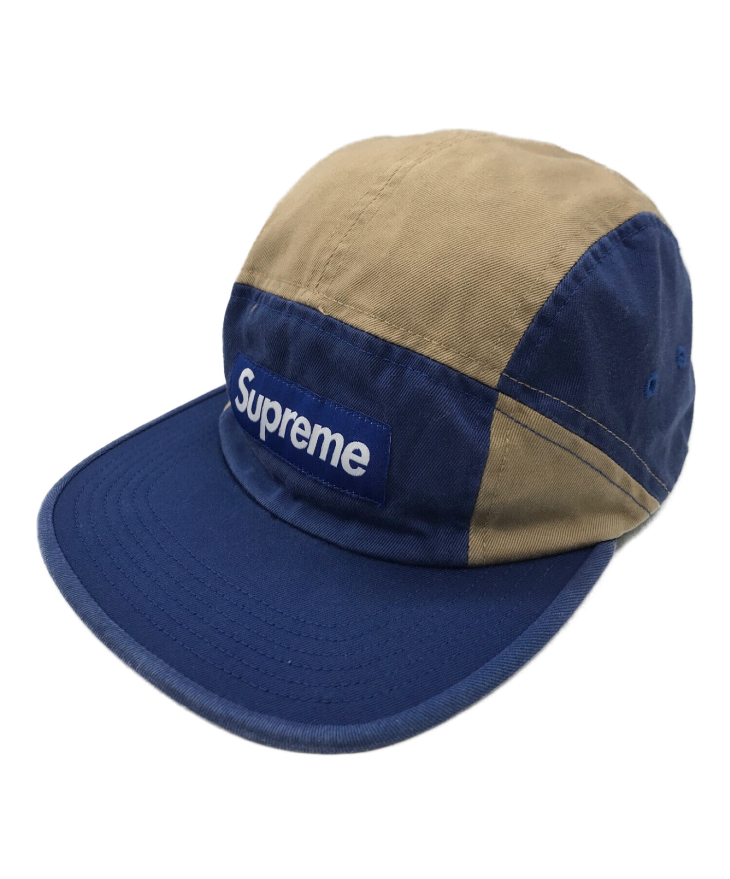 SUPREME (シュプリーム) CONTRAST PANEL CAMP CAP ブルー×ベージュ