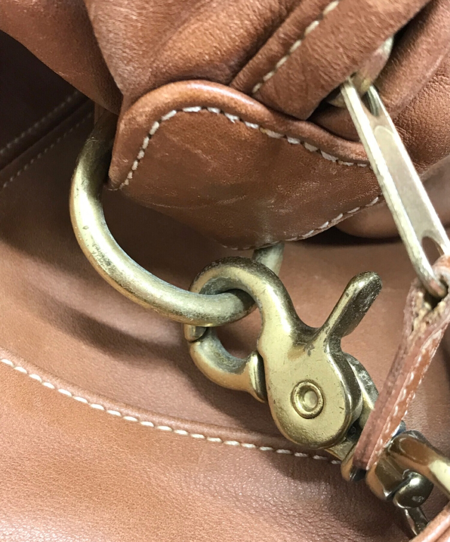 中古・古着通販】COACH (コーチ) レザーボストンバッグ ブラウン 