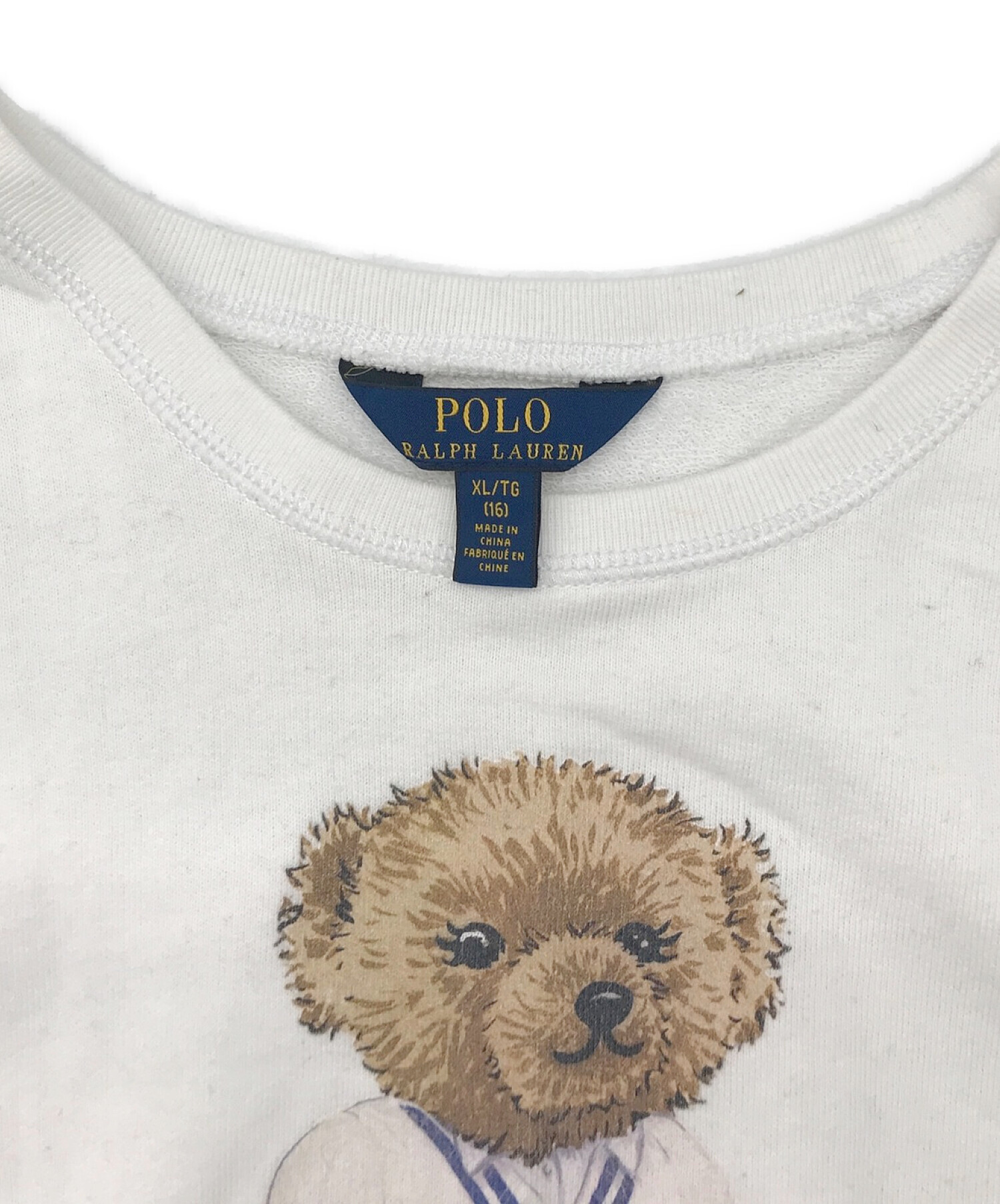 中古・古着通販】POLO RALPH LAUREN (ポロ・ラルフローレン) ポロベアプリントスウェット ホワイト×ベージュ サイズ:XL（ボーイズ サイズ）｜ブランド・古着通販 トレファク公式【TREFAC FASHION】スマホサイト