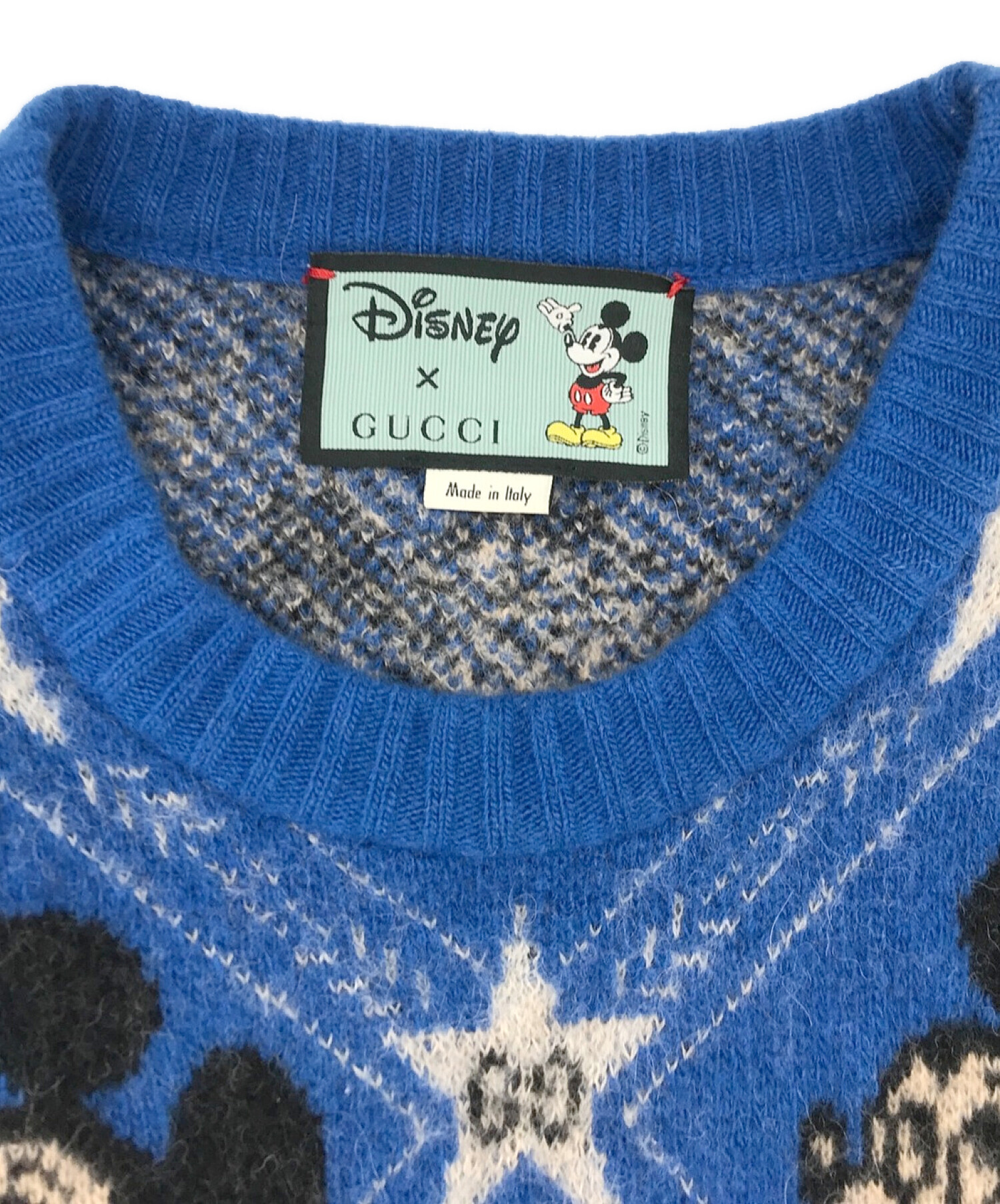 GUCCI (グッチ) DISNEY (ディズニー) 20SS ミッキーマウスパターン クルーネックニット ブルー サイズ:M