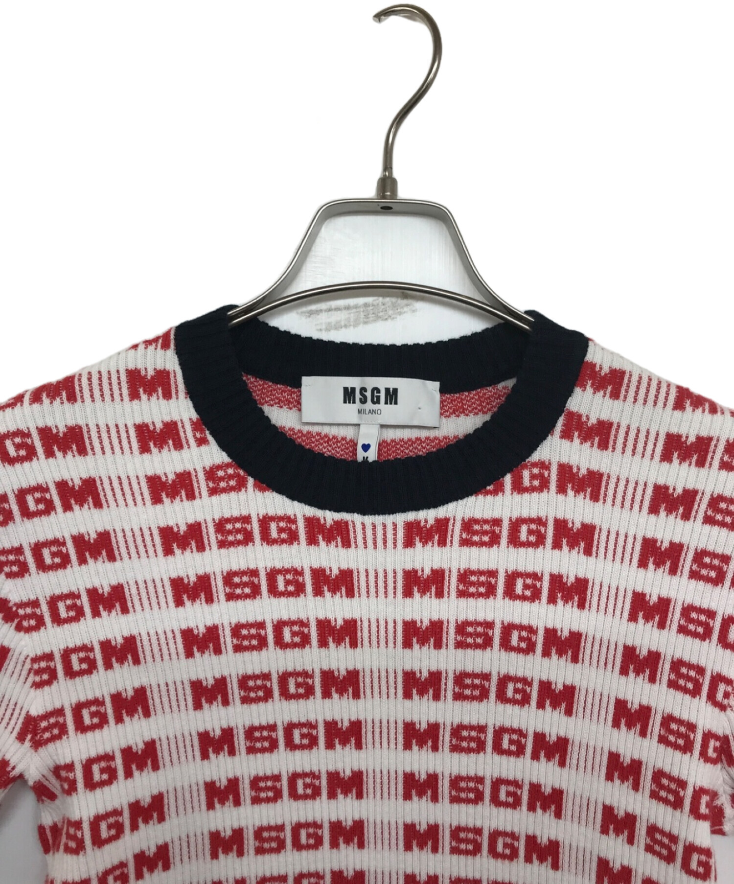 中古・古着通販】MSGM (エムエスジーエム) 総柄半袖ニット 2641MDM131 ホワイト×レッド サイズ:XS｜ブランド・古着通販  トレファク公式【TREFAC FASHION】スマホサイト