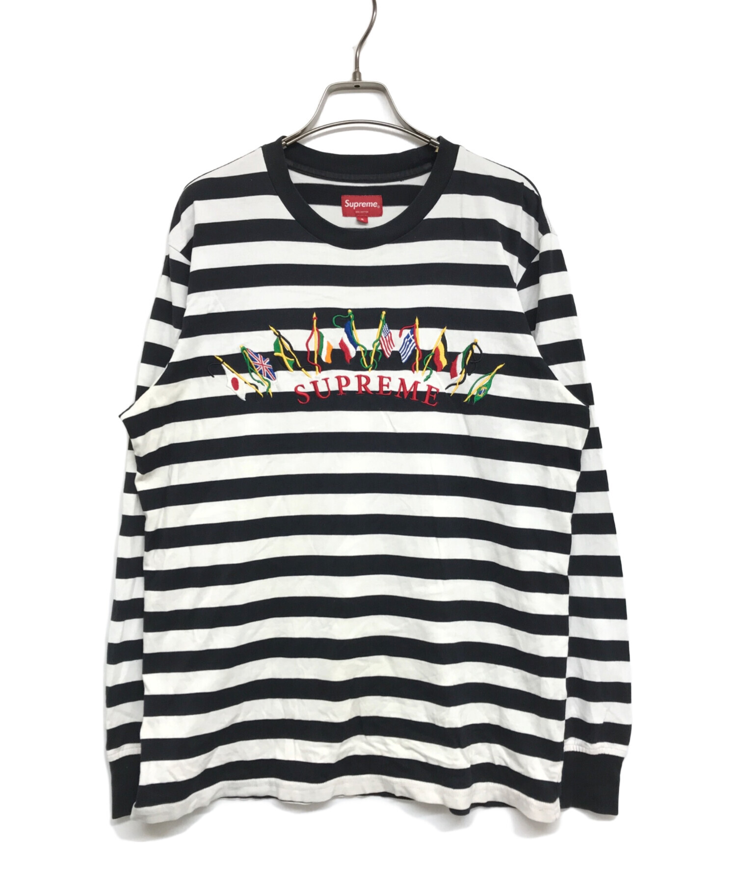 SUPREME (シュプリーム) Flags L/S Top/フラッグロングスリーブトップ　19AW ホワイト×ブラック サイズ:S