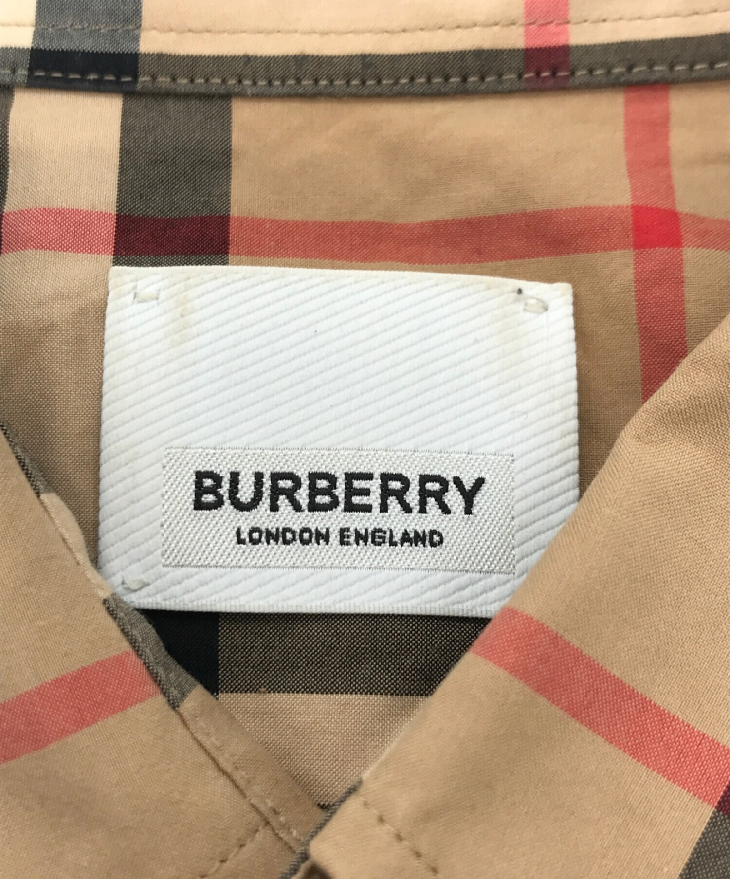 BURBERRY (バーバリー) ノバチェック長袖シャツ 8020863 ベージュ×ブラック サイズ:L