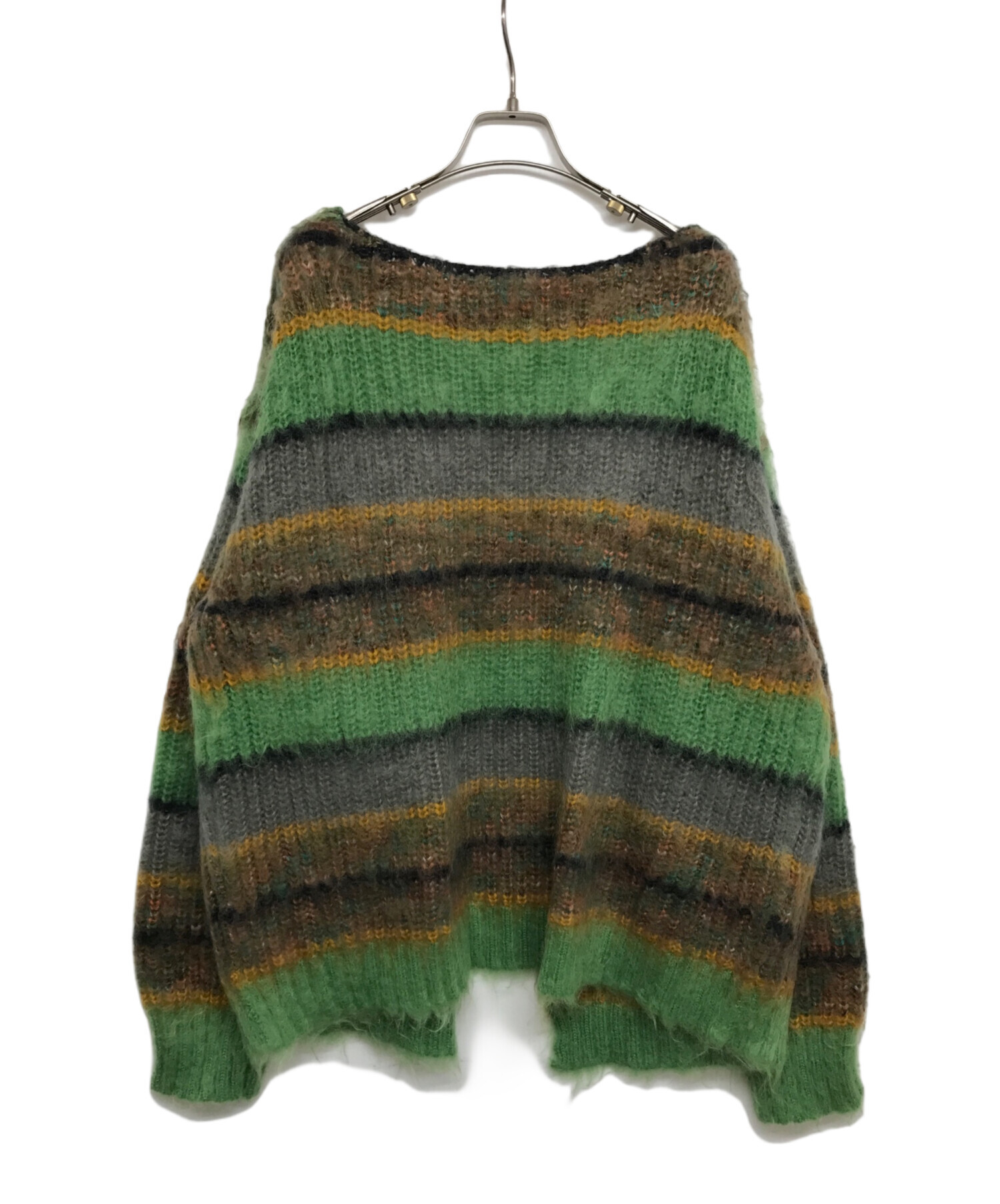 PERVERZE (パーバーズ) Stripe Mohair Wide Cardigan/ストライプモヘヤワイドカーディガン　0121030511  グリーン サイズ:FREE