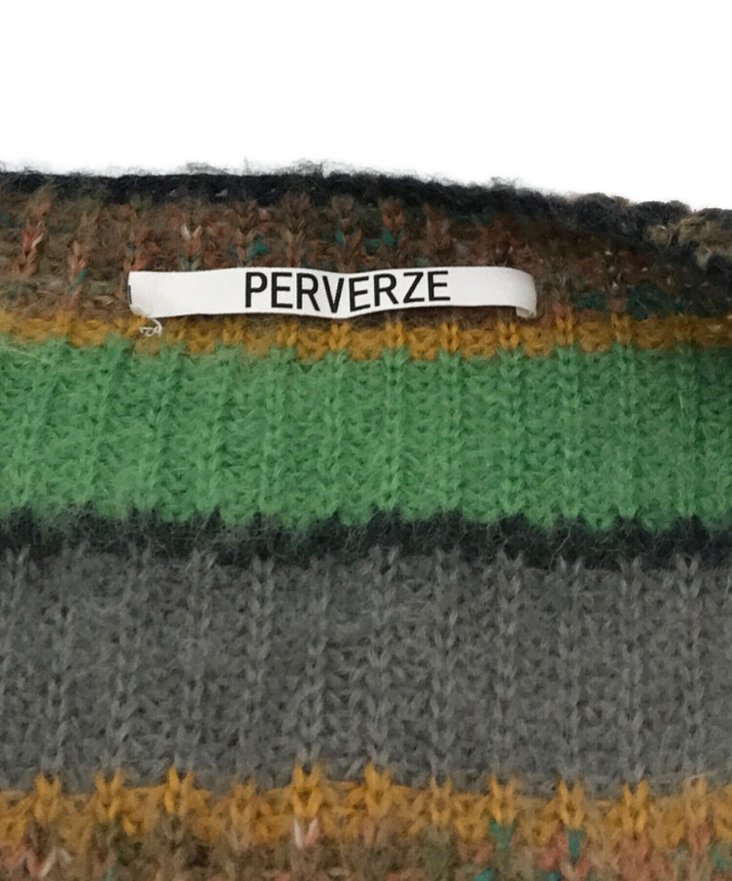 PERVERZE (パーバーズ) Stripe Mohair Wide Cardigan/ストライプモヘヤワイドカーディガン　0121030511  グリーン サイズ:FREE