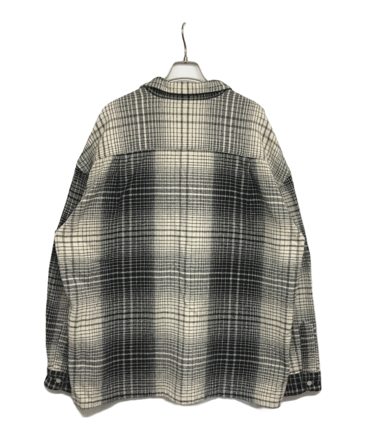 COOTIE PRODUCTIONS Ombre Check Open Collar Pullover L/S Shirt CTE-22A403  オンブレチェックオープンカラープルオーバーシャツ ブラック×ホワイト サイズ:M