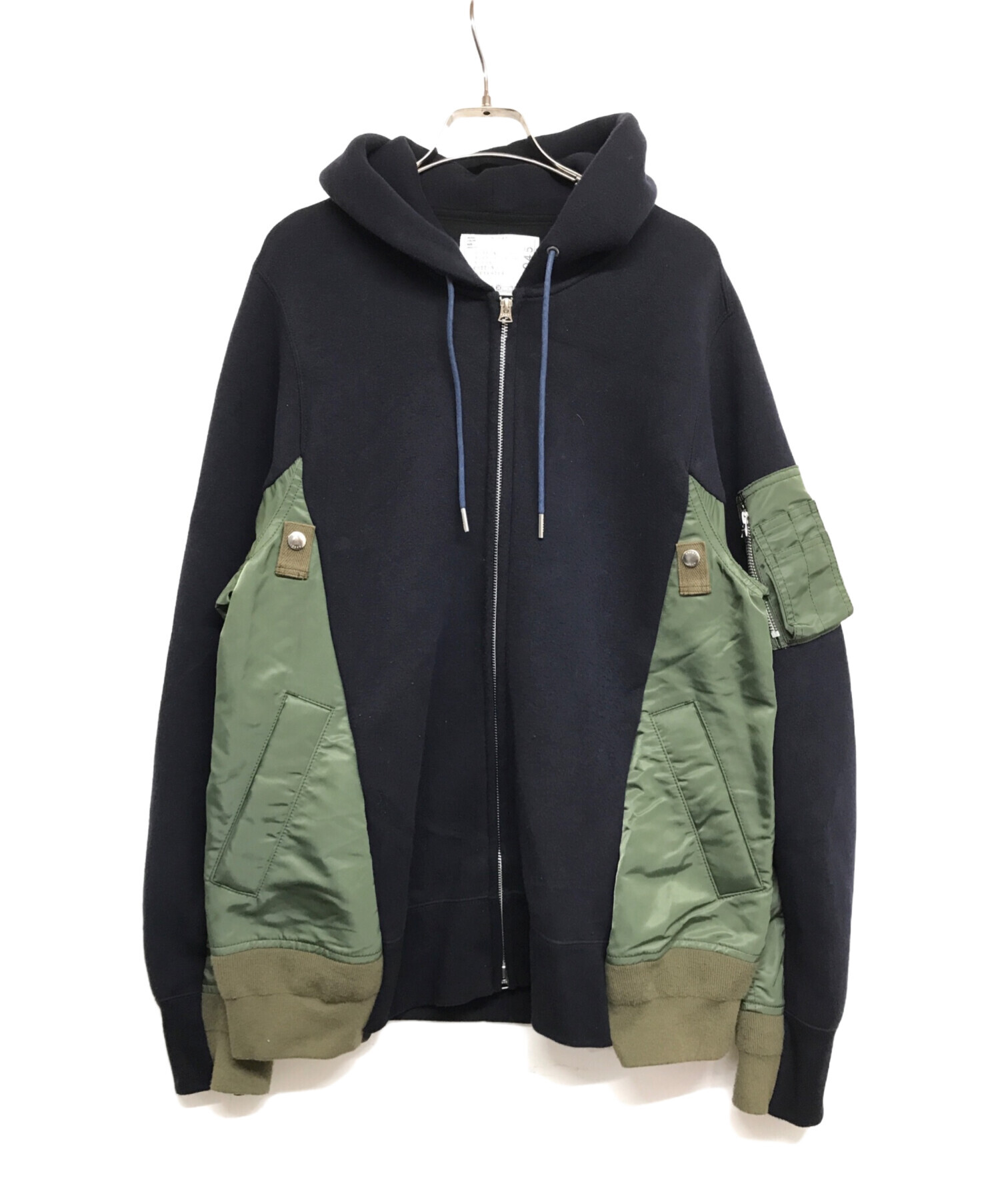 中古・古着通販】sacai (サカイ) Pre Mens Sponge Sweat X Ma-1 Zip Up Hoodie SCM-045  ネイビー×グリーン サイズ:M｜ブランド・古着通販 トレファク公式【TREFAC FASHION】スマホサイト