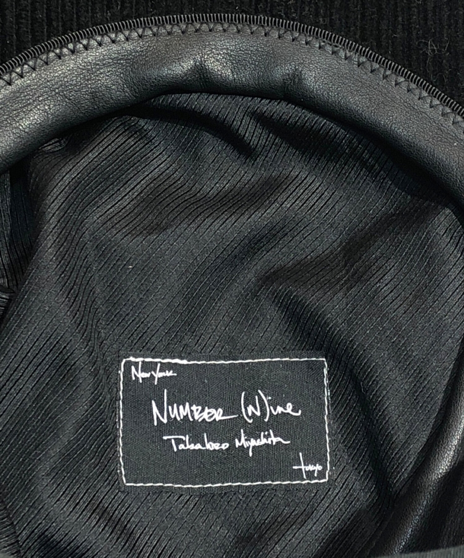 NUMBER (N)INE (ナンバーナイン) noir期 06AW フライト キャップ コーデュロイ レザー ブラック サイズ:LARGE