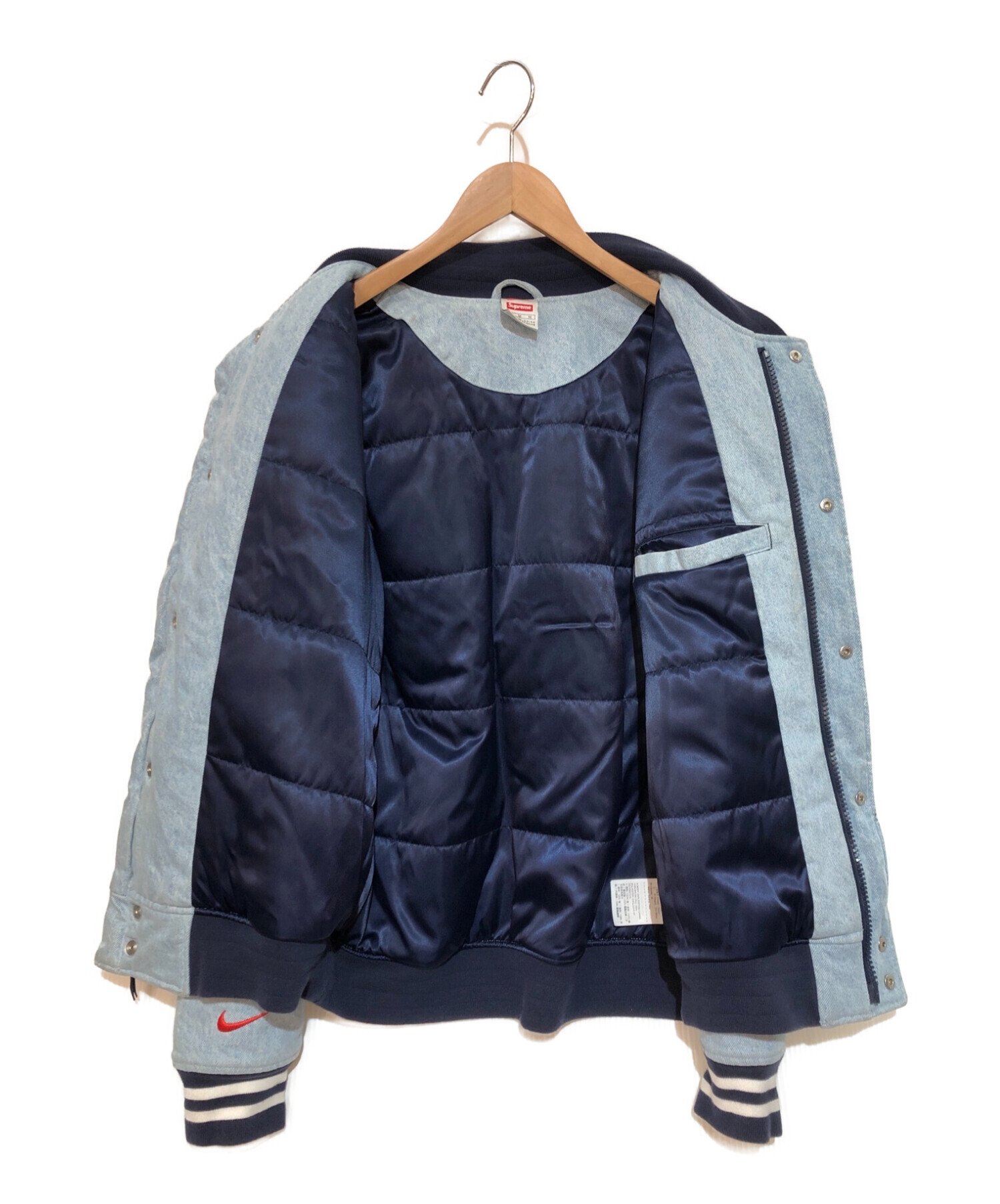 SUPREME×NIKE (シュプリーム×ナイキ) 18SS NBA Denim Warm-Up Jacket NBA デニム スタジャン ジャケット  インディゴ サイズ:M