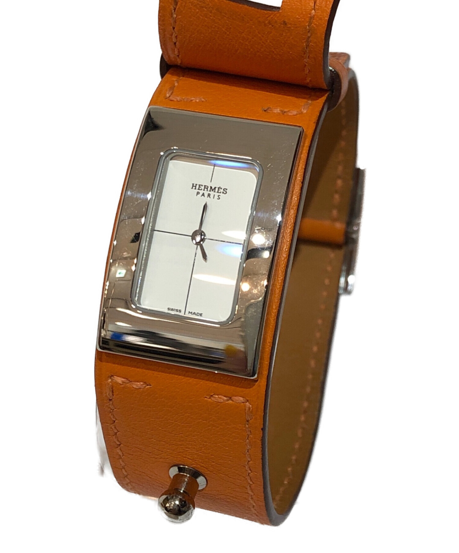 エルメス HERMES シェルシュミディ CM1.210 オレンジ SS クオーツ レディース 腕時計