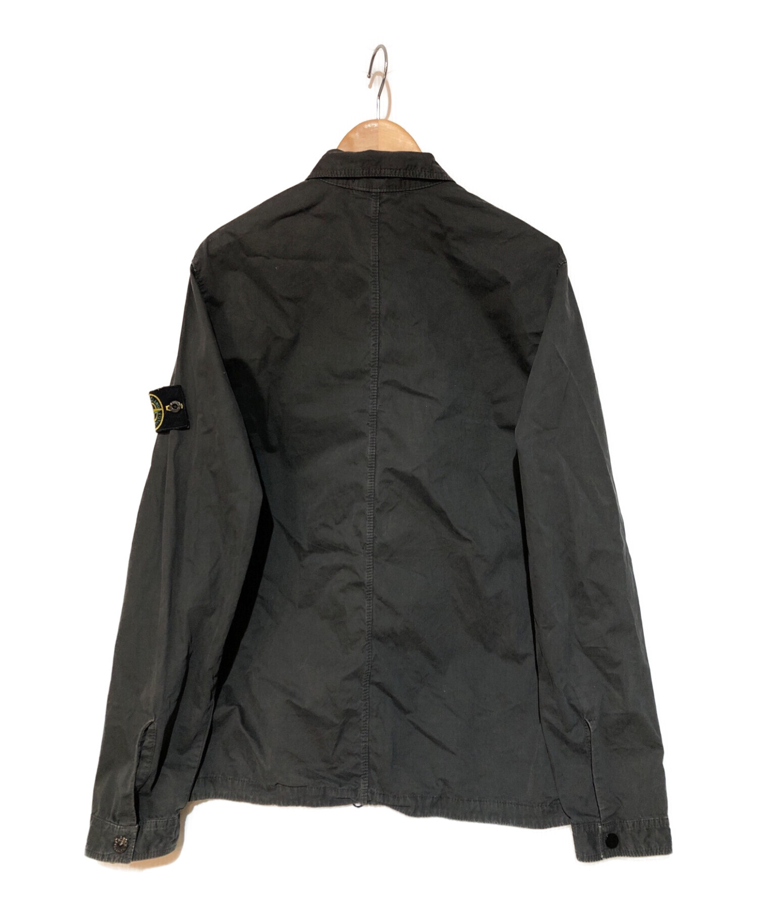 STONE ISLAND (ストーンアイランド) ガーメントダイコットンワークシャツ シャツジャケット ブラック サイズ:M