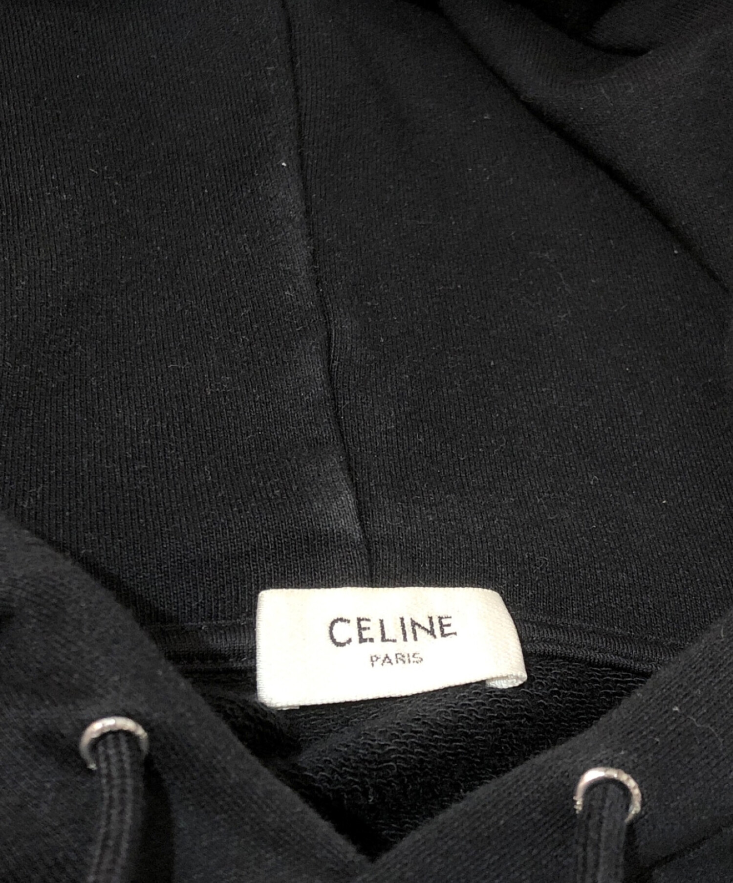 CELINE (セリーヌ) CELINE バックロゴプリントプルオーバー フーディー パーカー ブラック サイズ:XL