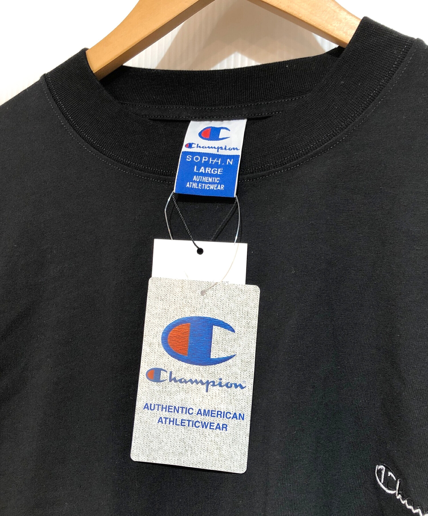 Champion ×N.HOOLYWOOD×SOPH. (チャンピオン×エヌ ハリウッド×ソフ) トリプルコラボ ショートスリーブ Tシャツ ブラック  サイズ:L 未使用品