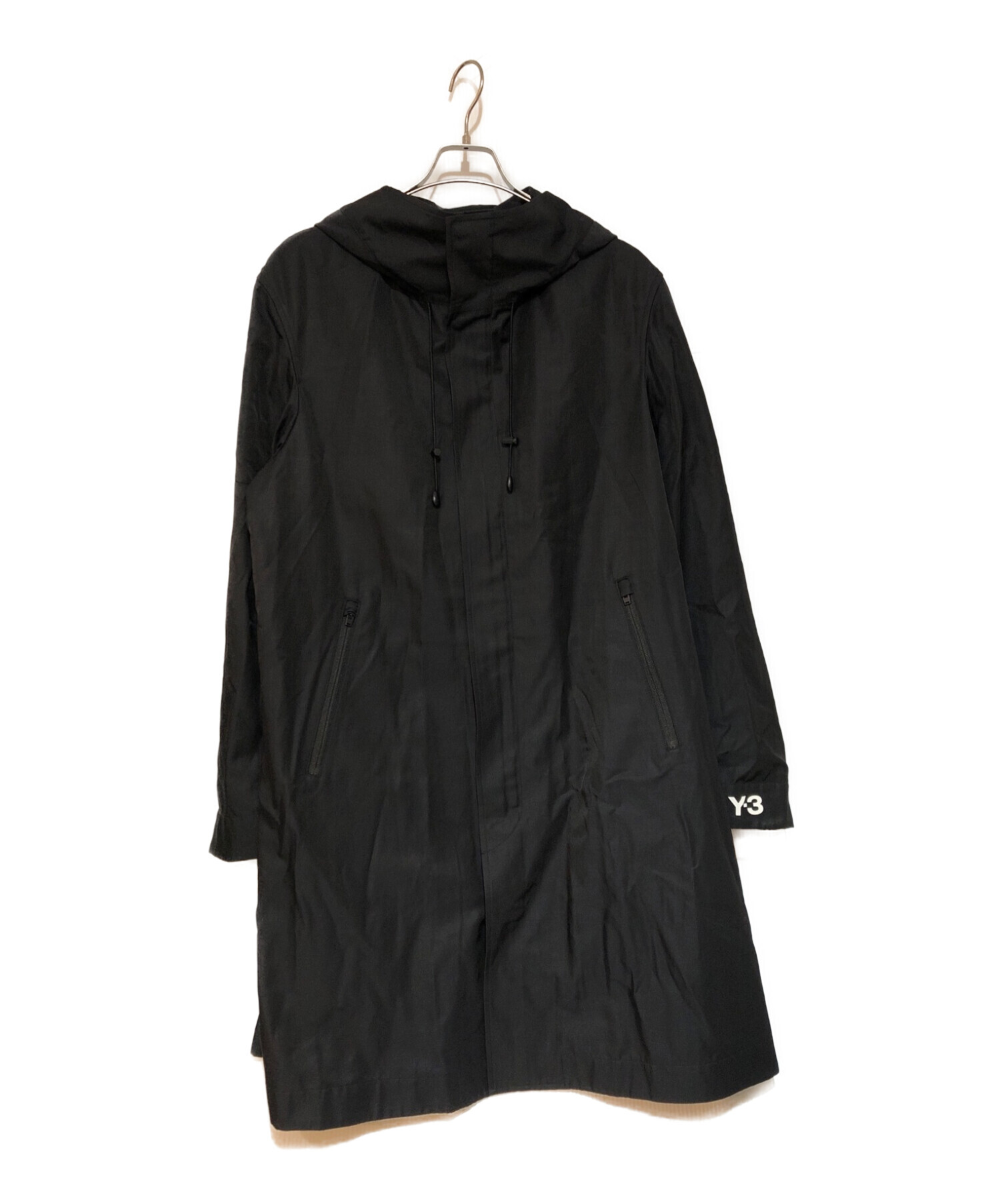 Y-3 YOHJI YAMAMOTO (ワイスリー ヨージ ヤマモト) M CH1 HOODED COAT  オーバーサイズコットンナイロンツイルフーデッドコート ブラック サイズ:M