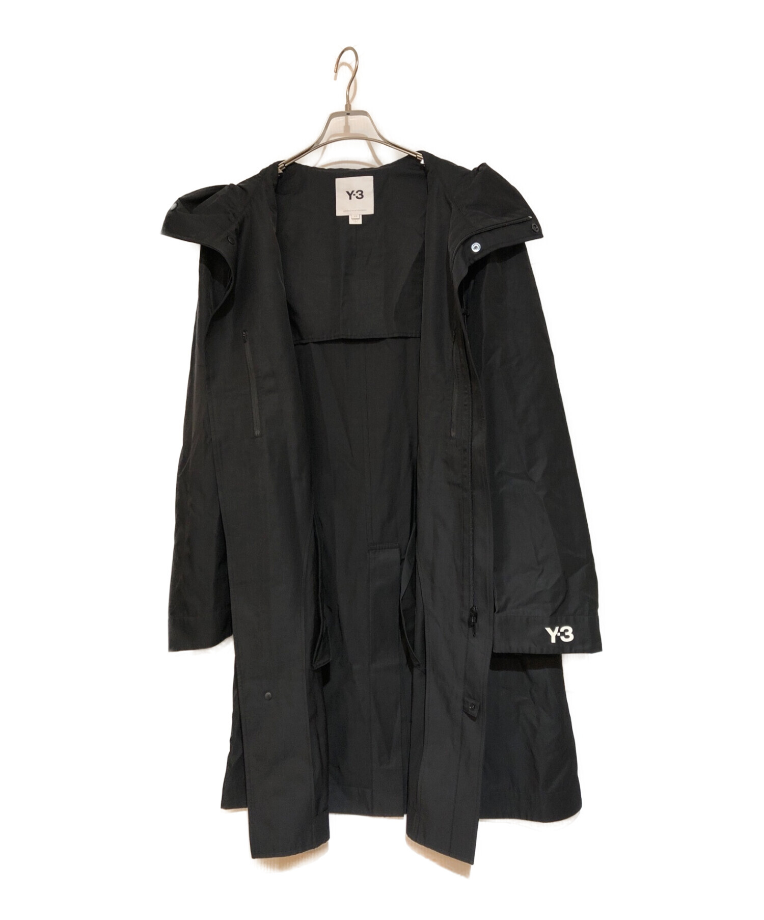 Y-3 YOHJI YAMAMOTO (ワイスリー ヨージ ヤマモト) M CH1 HOODED COAT  オーバーサイズコットンナイロンツイルフーデッドコート ブラック サイズ:M