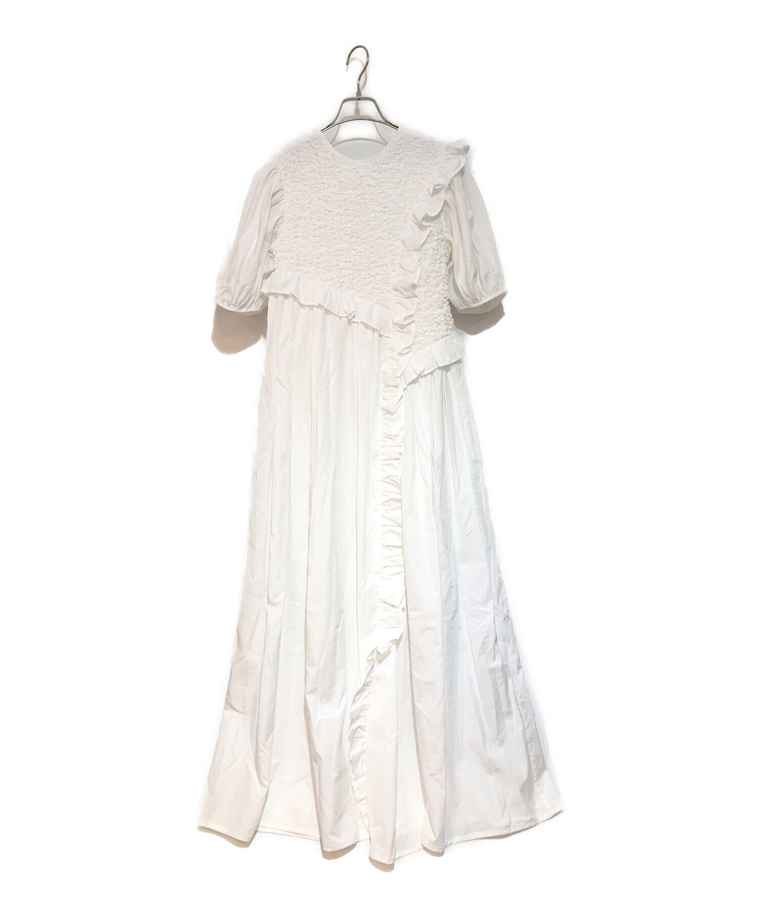 CECILIE BAHNSEN (セシリー バンセン) CHLOE DRESS ラッフルフリル ロングドレス ワンピース ホワイト サイズ:UK6