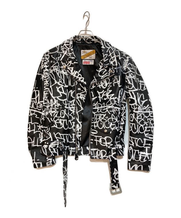 18AW Comme des Garcons SHIRT Schott Painted Perfecto Leather Jacket コラボ レザー  ライダースジャケット