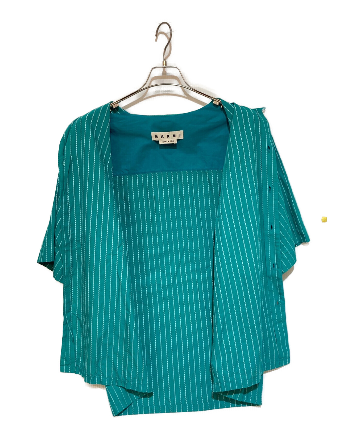 MARNI (マルニ) ストライプ オープンカラーシャツ グリーン サイズ:46