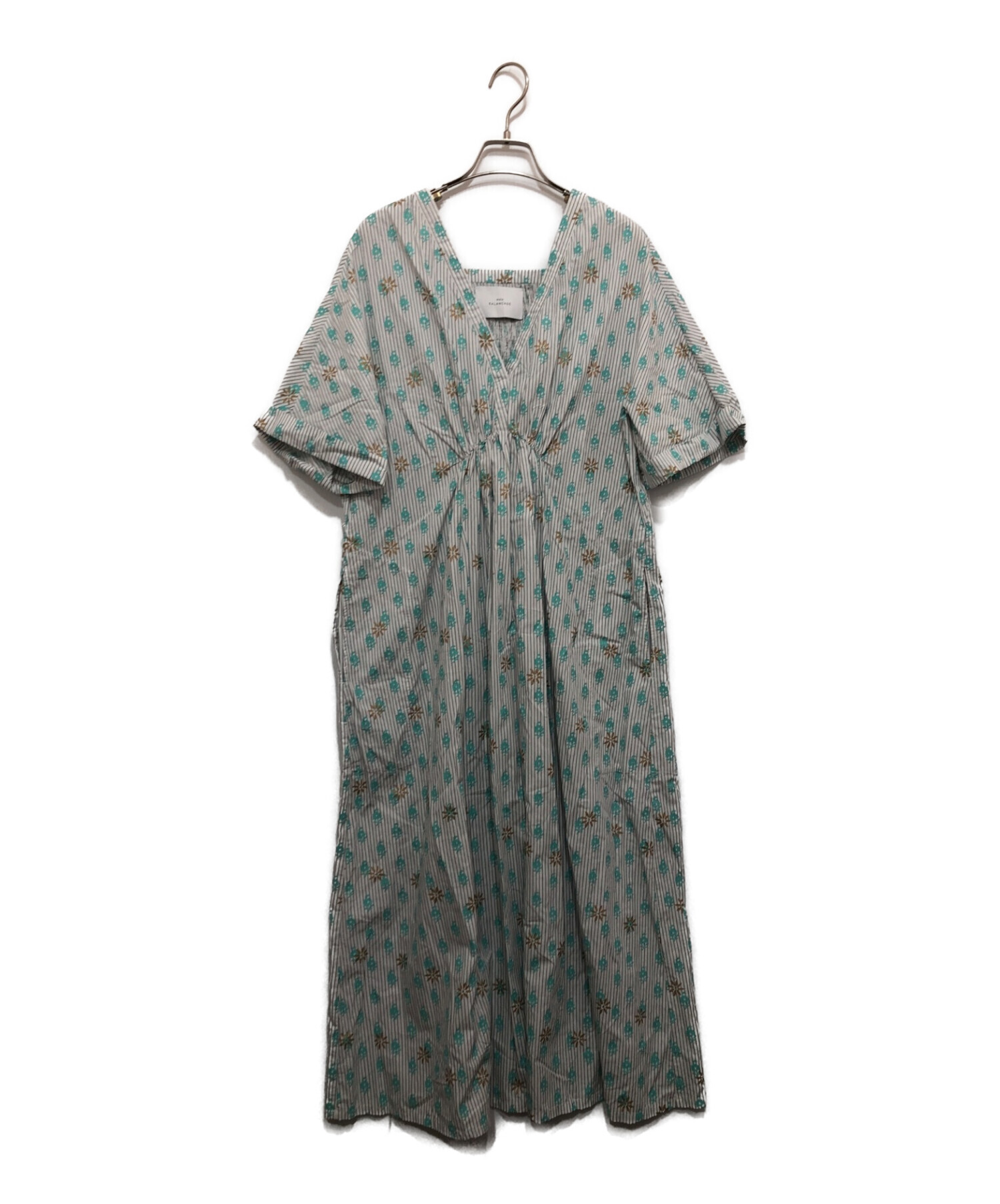 mala KALANCHOE (マーラ カランコエ) Poplin St Blk Print Short Sleeve Dress グリーン  サイズ:なし