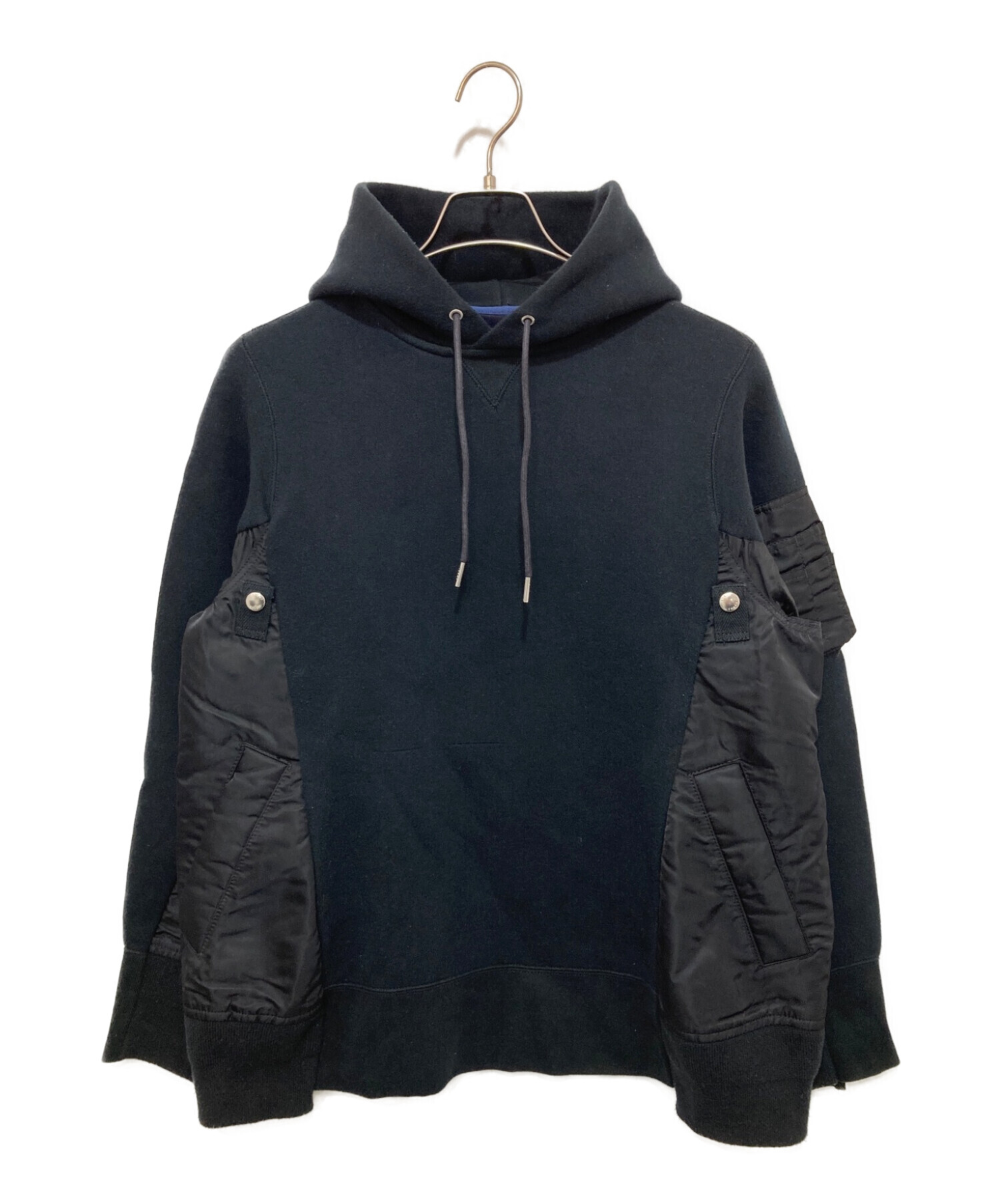 中古・古着通販】sacai (サカイ) Sponge Sweat x MA-1 Hoodie ブラック