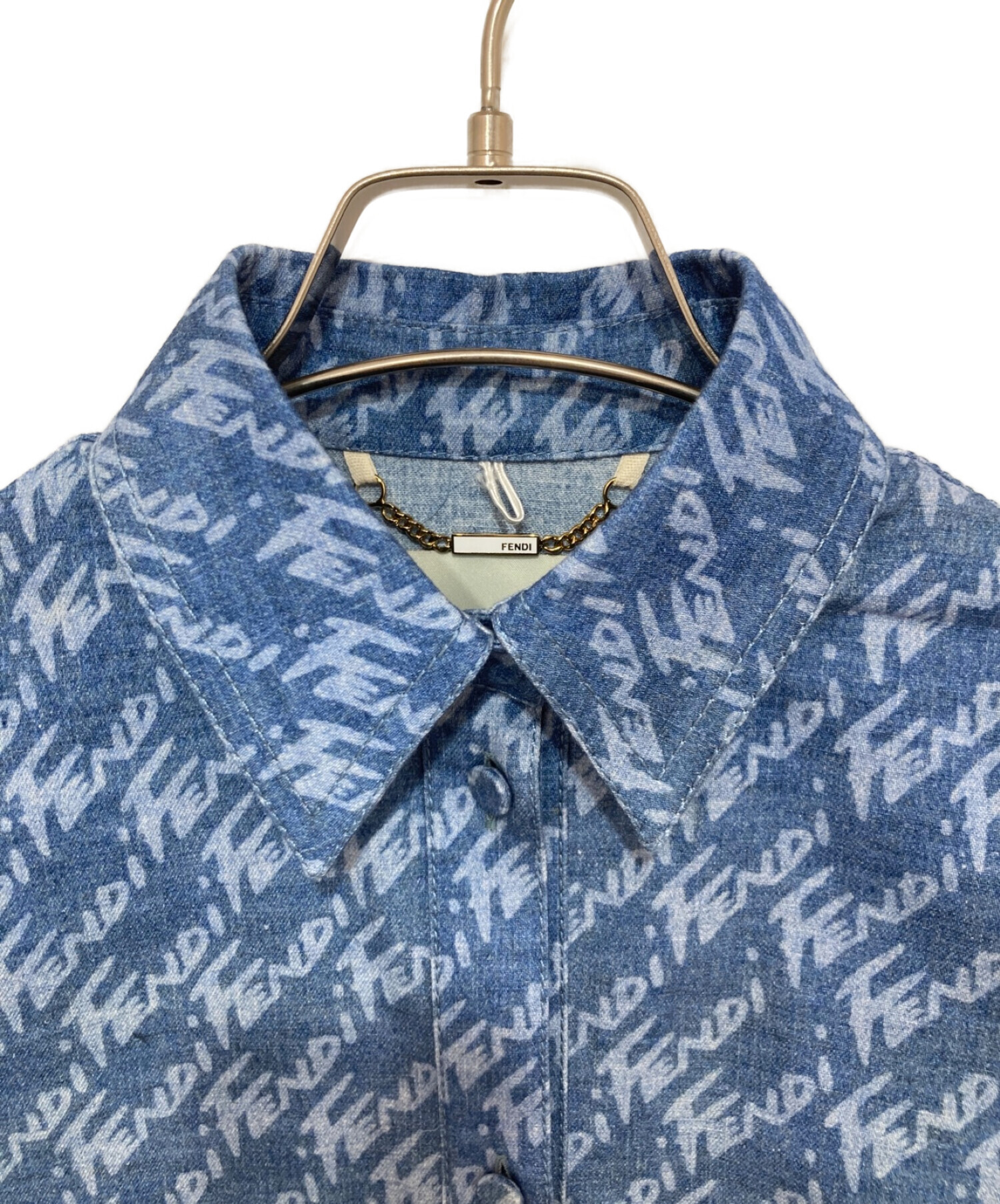 FENDI (フェンディ) Monogram Shirt ブルー サイズ:36