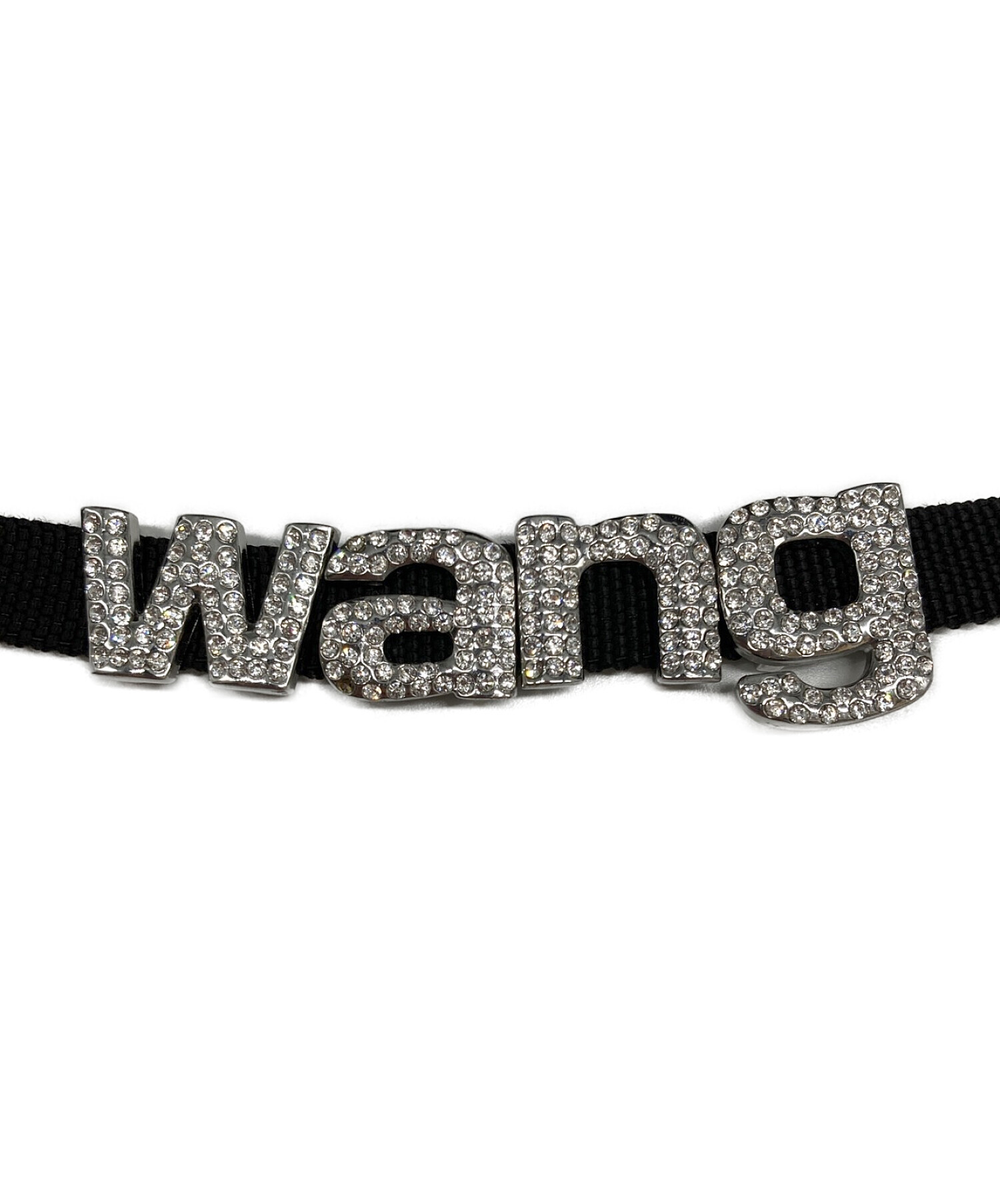 ALEXANDER WANG (アレキサンダーワン) クリスタルロゴ入りサテンポーチ ブラック