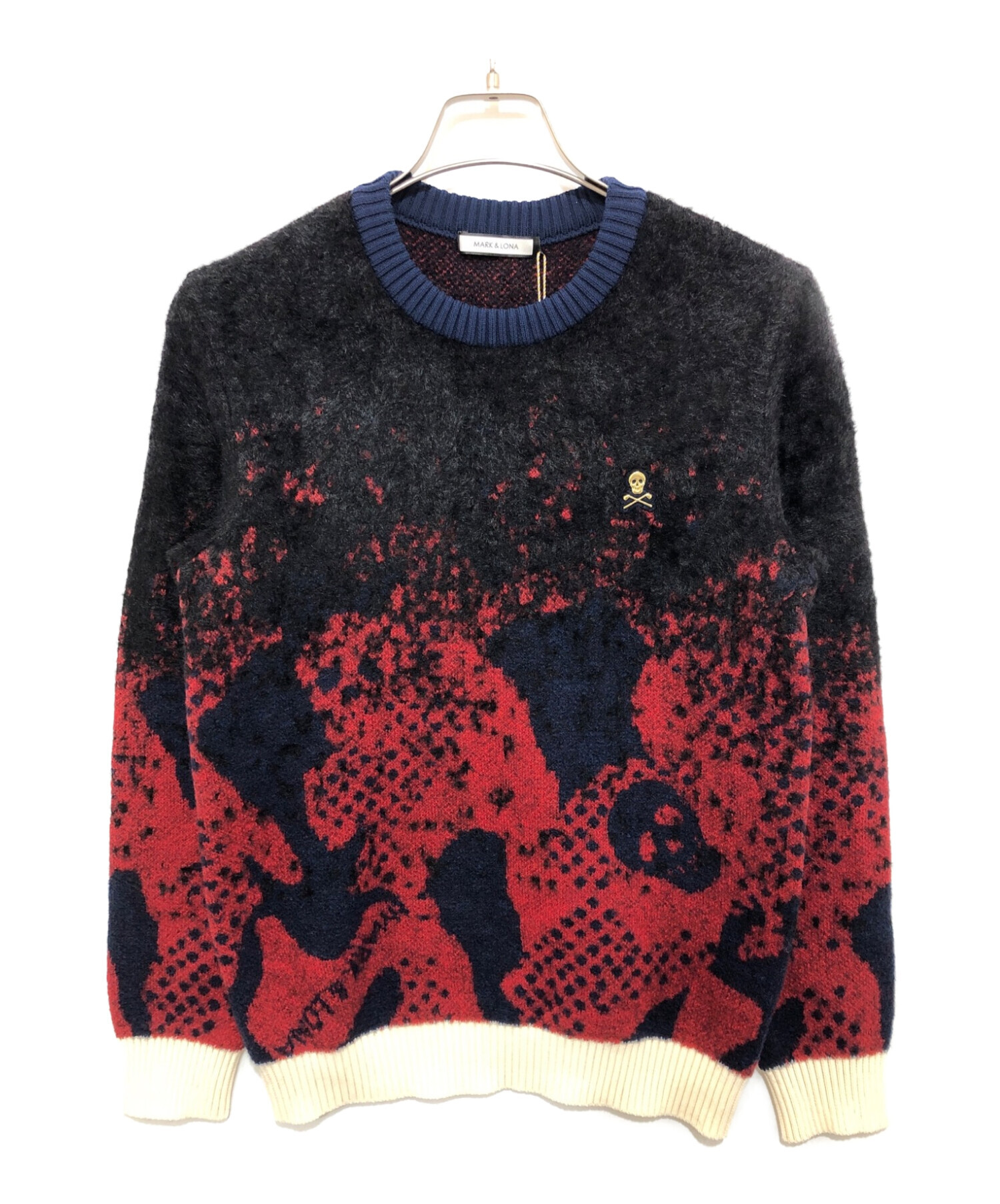 MARK&LONA (マークアンドロナ) Vector Faded Crew Sweater ブラック×レッド サイズ:44 未使用品