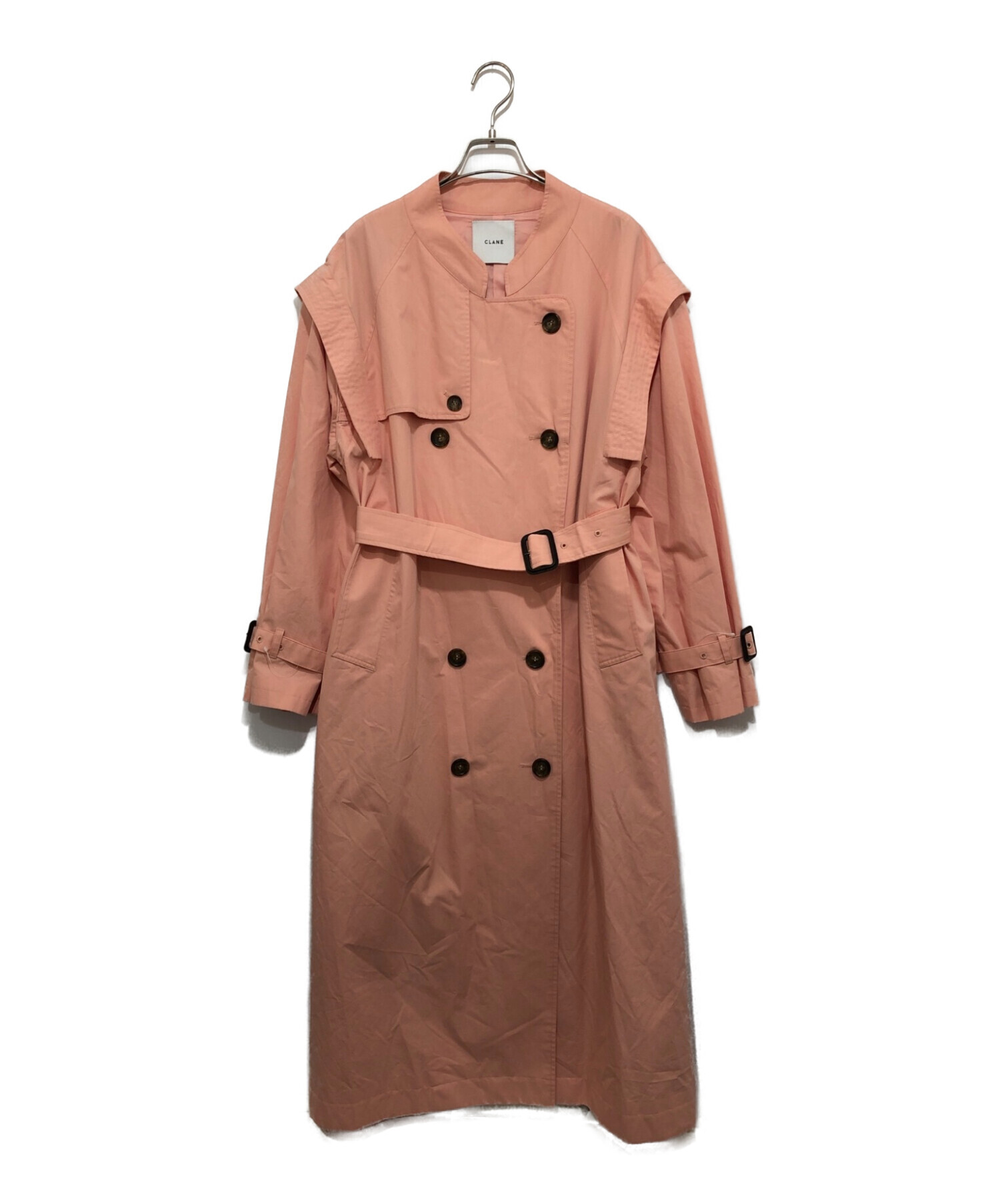 CLANE (クラネ) 2WAY SQUARE SLEEVE TRENCH COAT ピンク サイズ:2