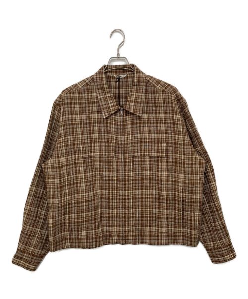 【中古・古着通販】AURALEE (オーラリー) LINEN SILK CHECK ZIP BLOUSON ブラウン サイズ:4 未使用品｜ブランド・古着通販  トレファク公式【TREFAC FASHION】スマホサイト