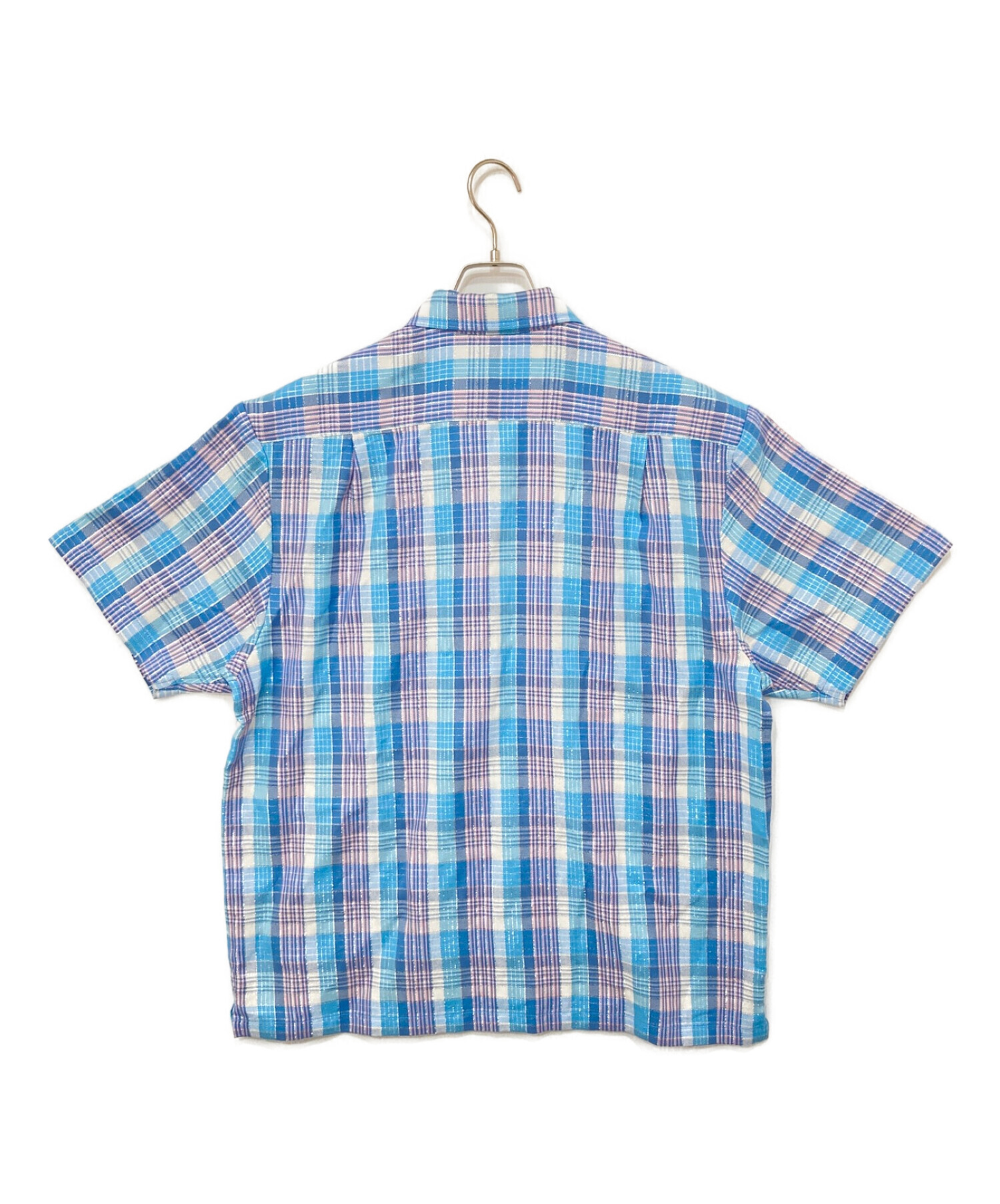 SUPREME (シュプリーム) 23SS METALLIC PLAID S/S SHIRTS スカイブルー サイズ:M