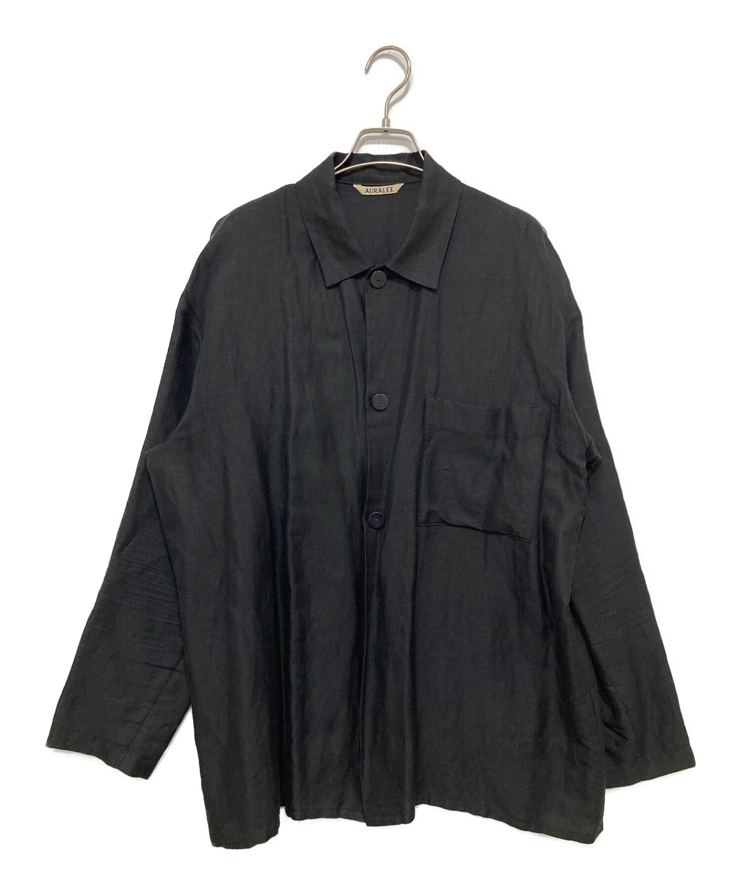 AURALEE (オーラリー) SILK LINEN DOBBY SHIRTS JACKET ブラック サイズ:４