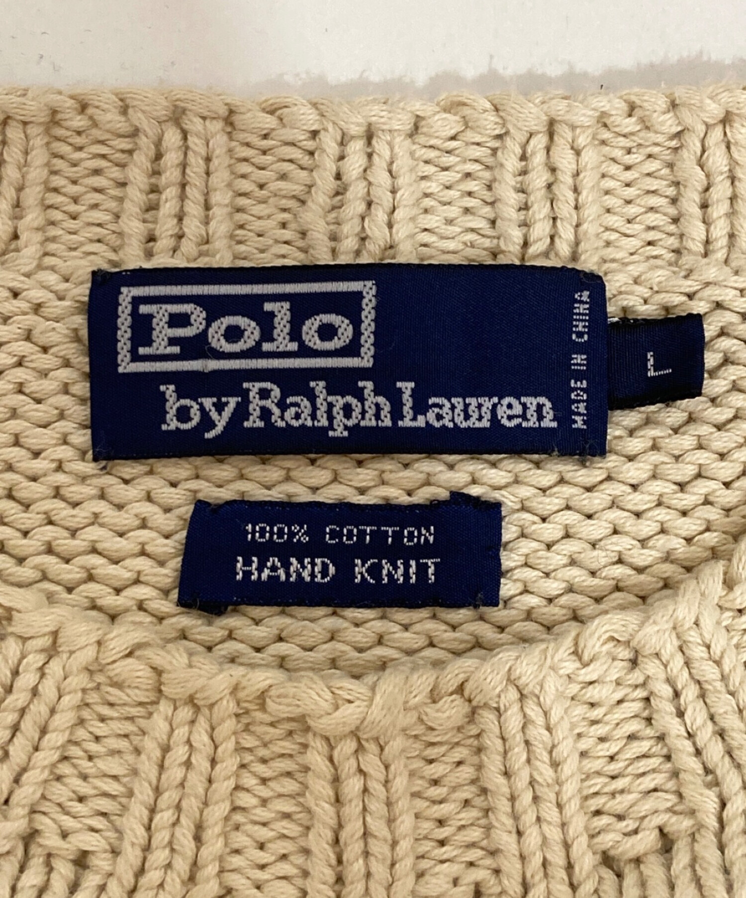 POLO RALPH LAUREN (ポロ・ラルフローレン) ポロベアハンドニットセーター ホワイト サイズ:L