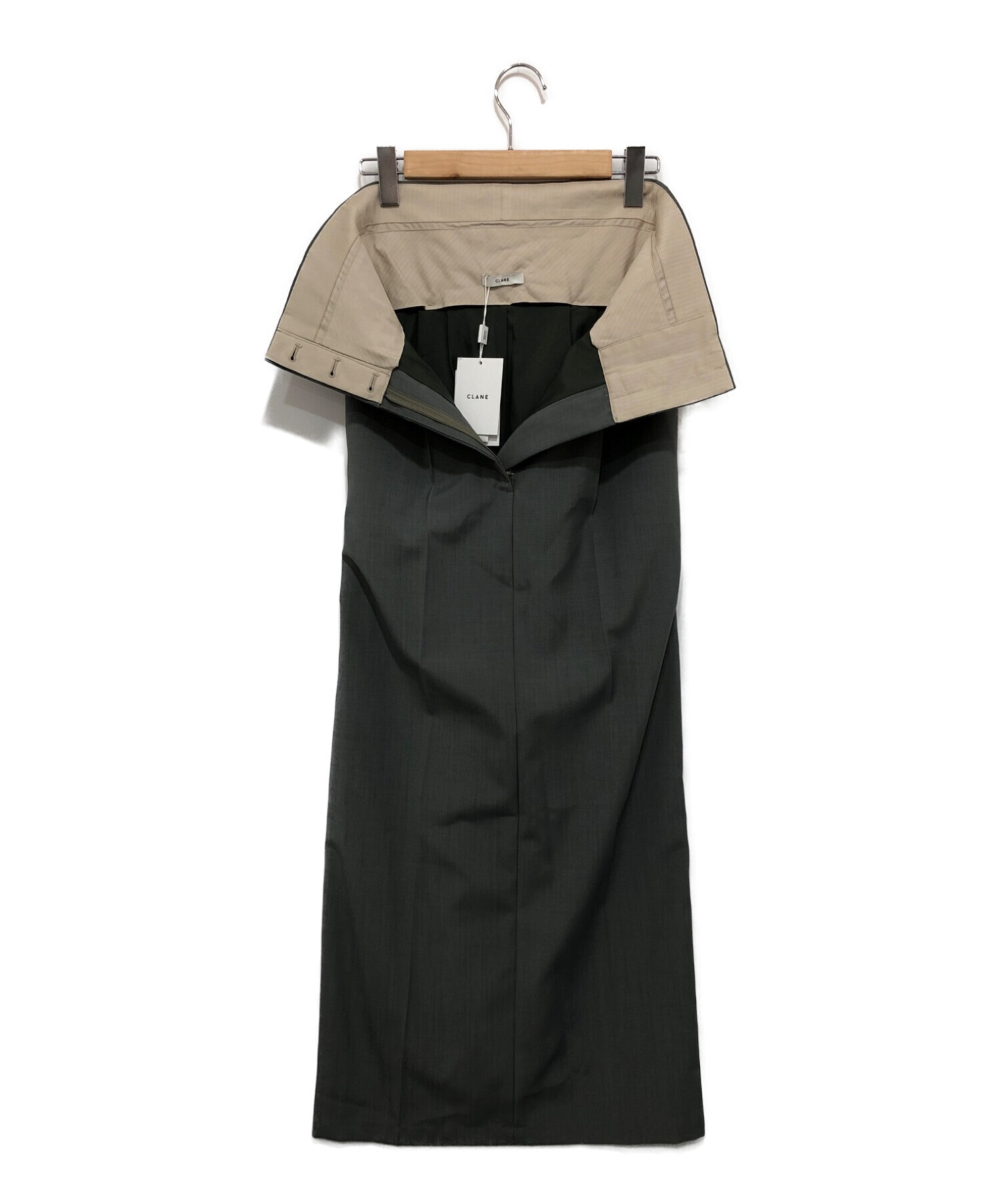 CLANE (クラネ) 2WAY FOLD MARVELT SKIRT グリーン サイズ:1 未使用品