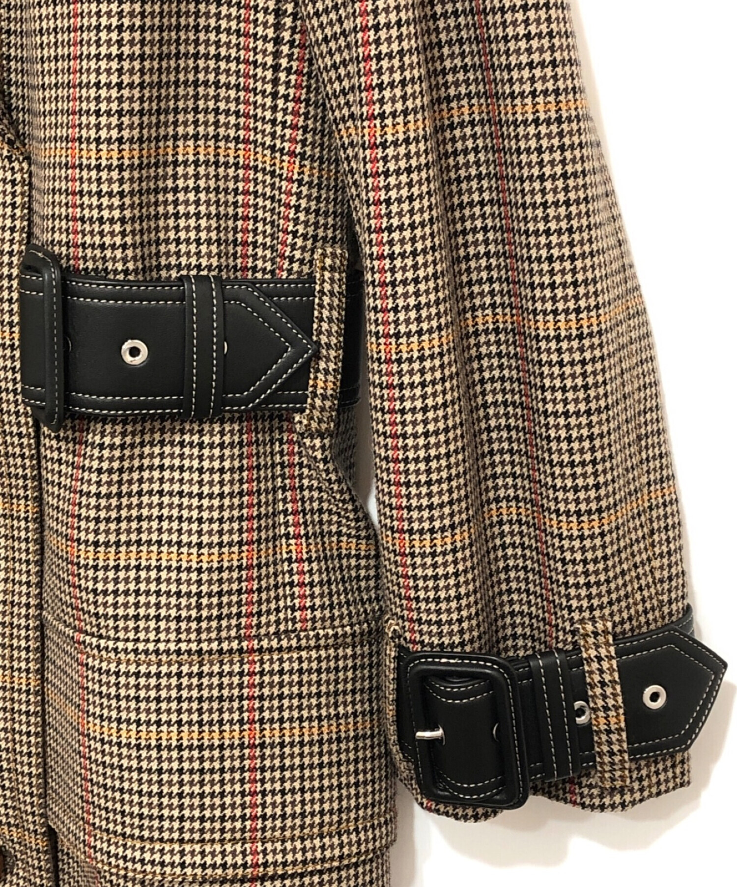 BURBERRY (バーバリー) ハウンドトゥース ダブルコート ブラウン サイズ:36 未使用品