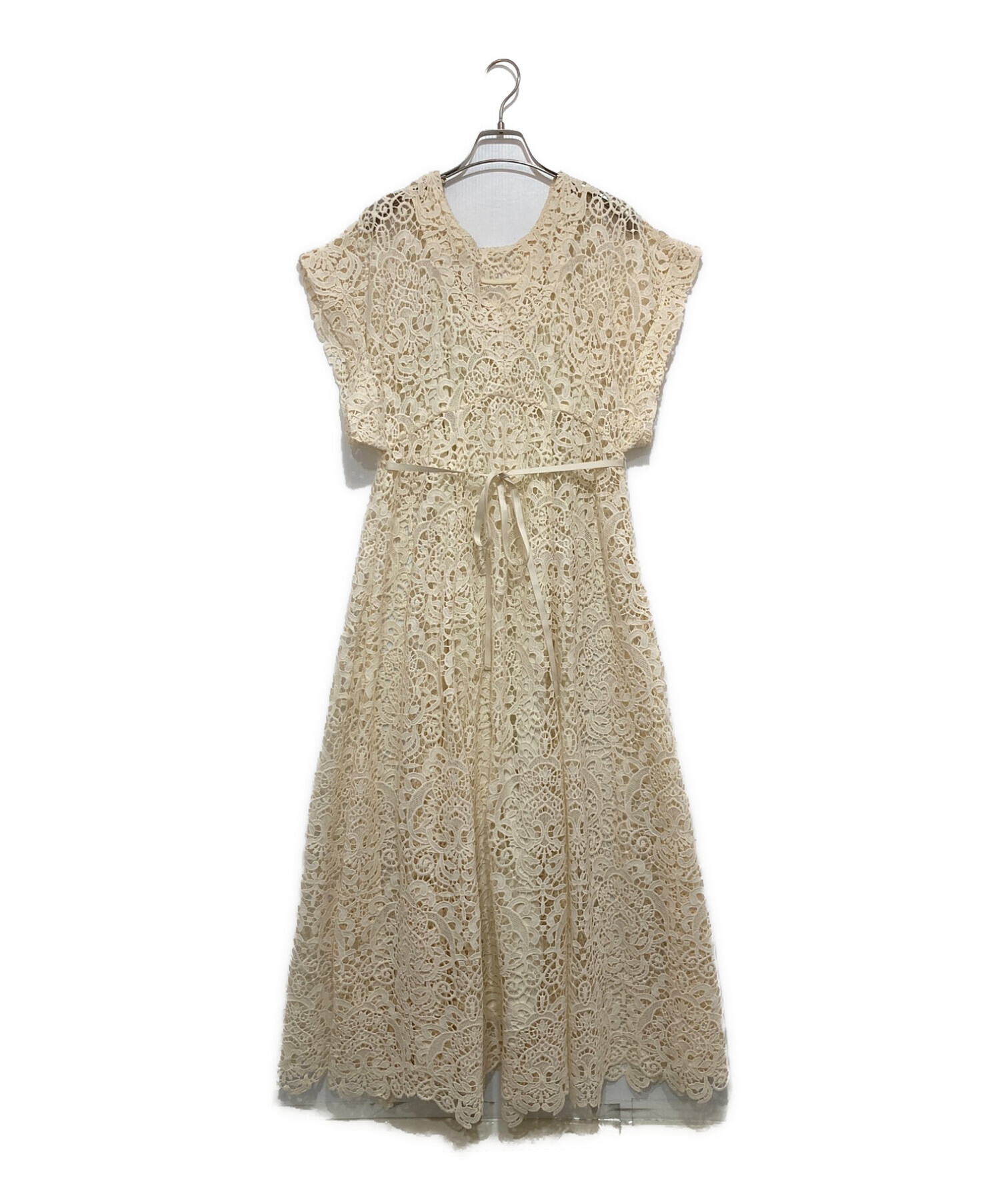 AMERI (アメリ) MEDI 2WAY FLARE CHEMICAL LACE DRESS ホワイト サイズ:M