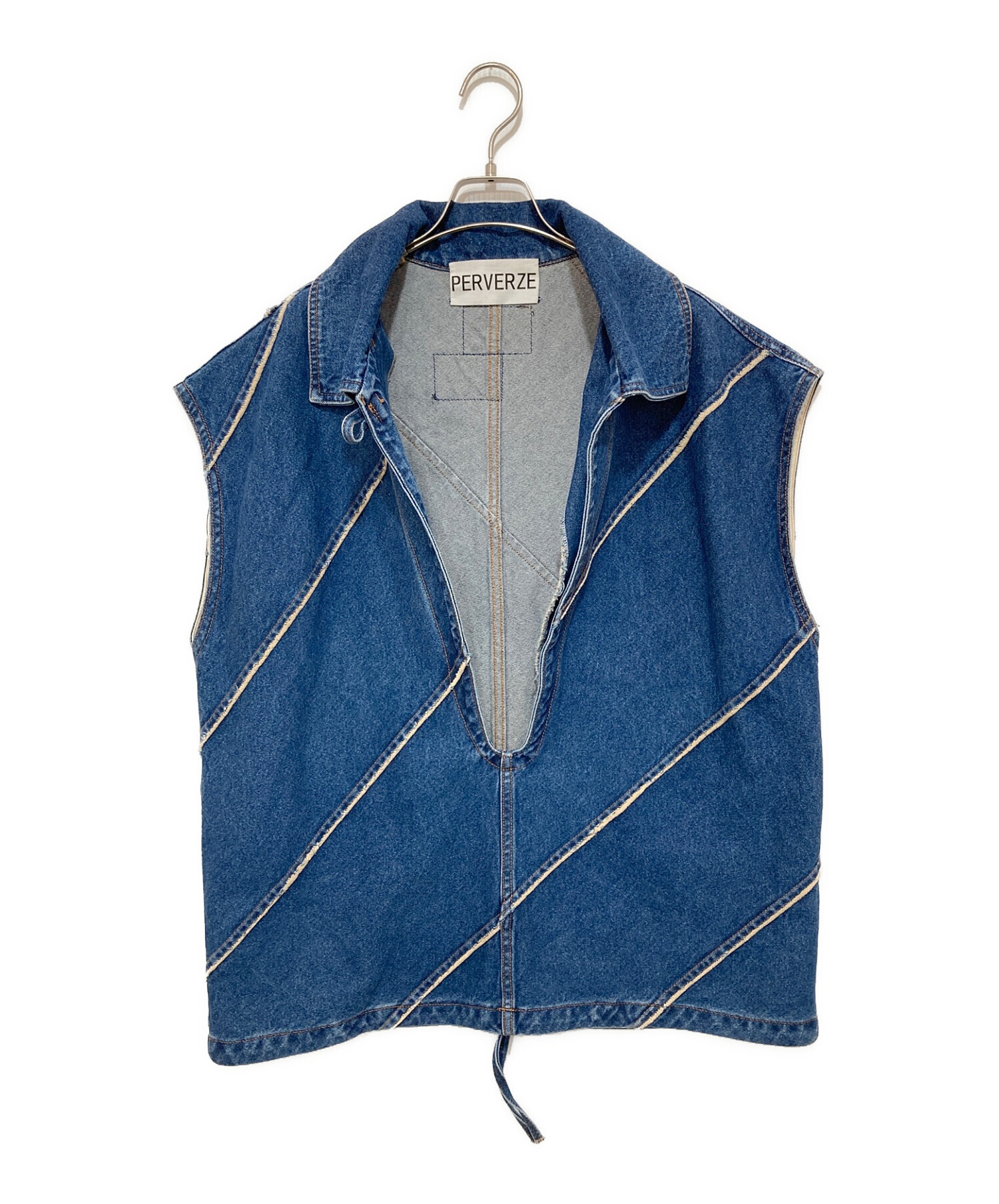 PERVERZE (パーバーズ) Eco Bio Washed Denim Jumper Vest インディゴ サイズ:FREE