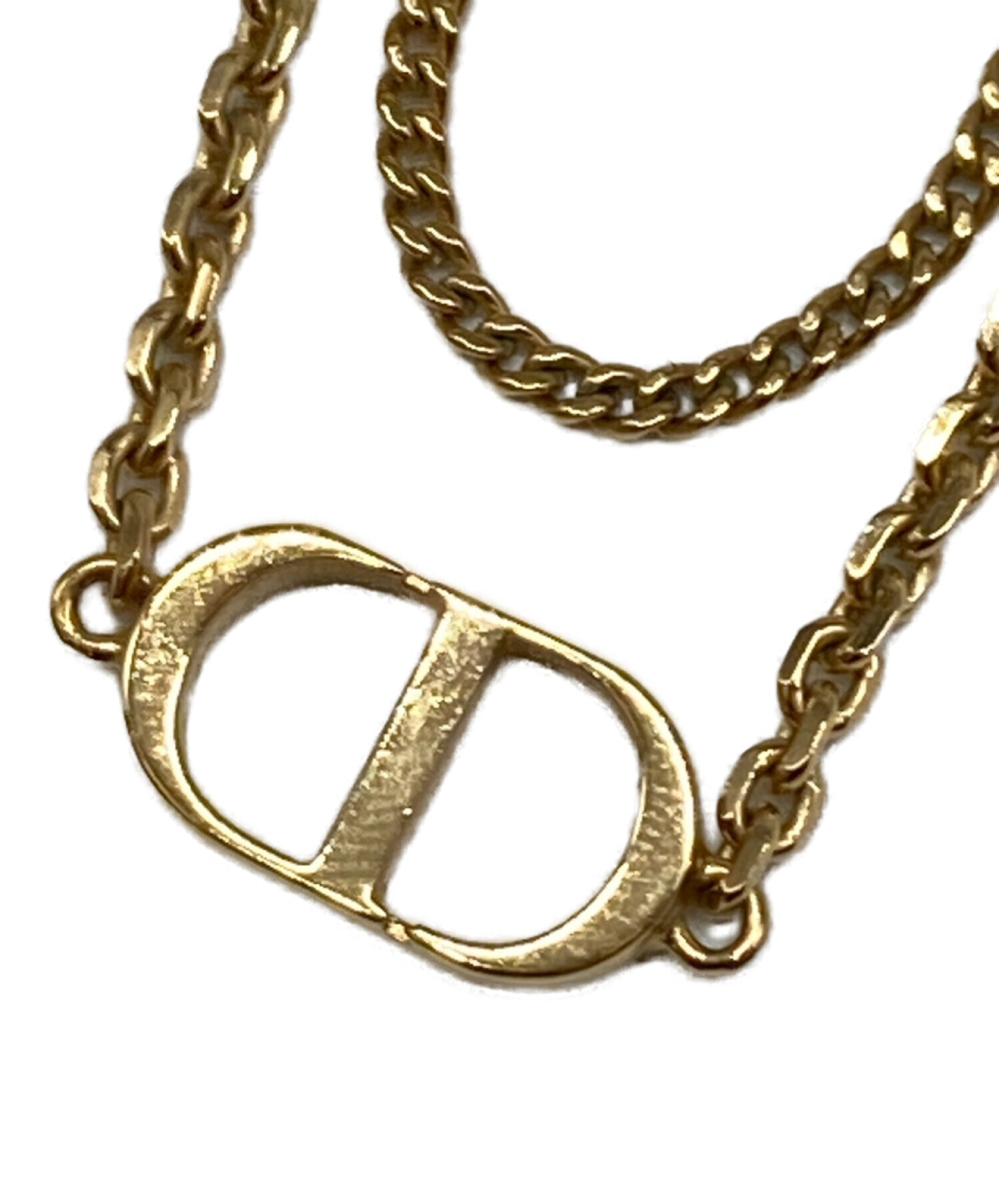 【美品】Christian Dior  ネックレス Ｄモチーフ ゴールド 大きめみールームブランド