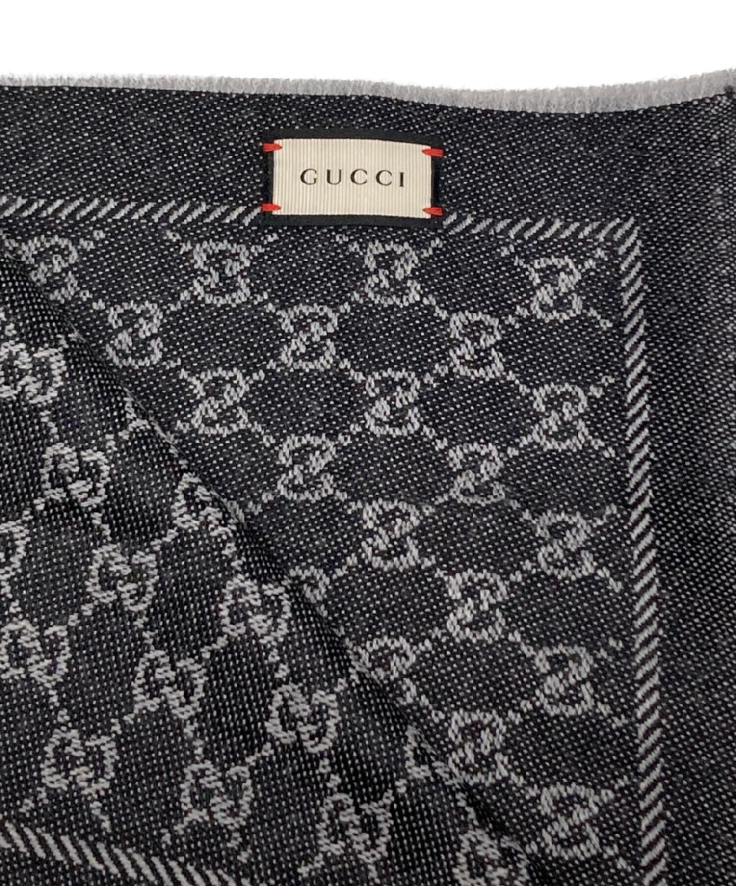 GUCCI (グッチ) GG柄フリンジマフラー ブラック