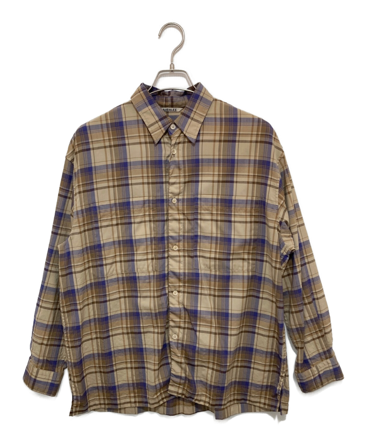 中古・古着通販】AURALEE (オーラリー) SUPER LIGHT WOOL CHECK SHIRTS ベージュ サイズ:4｜ブランド・古着通販  トレファク公式【TREFAC FASHION】スマホサイト