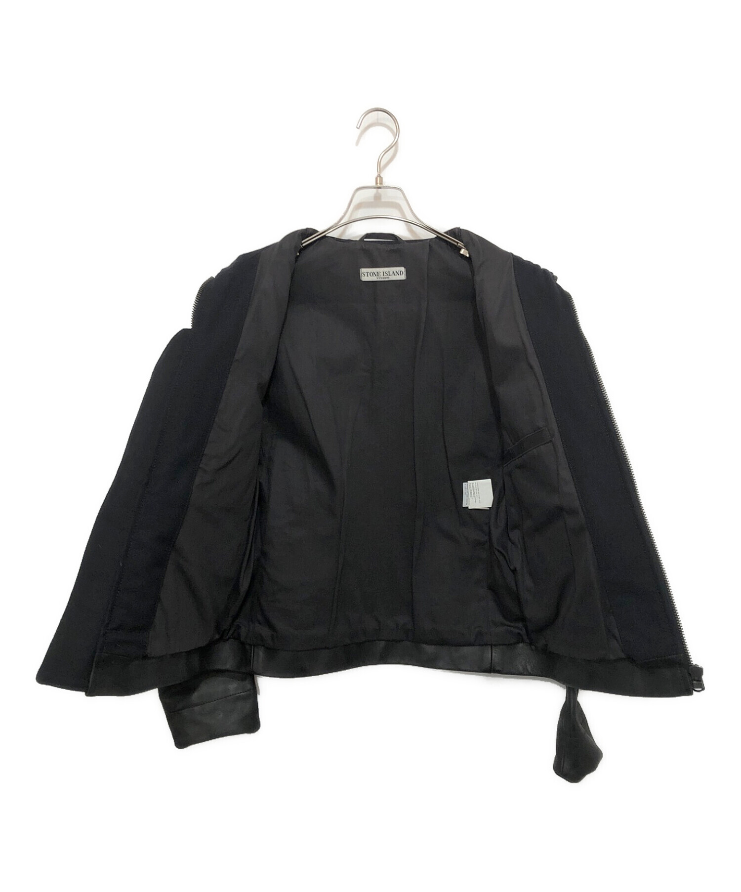 STONE ISLAND (ストーンアイランド) レザージャケット ブラック サイズ:M